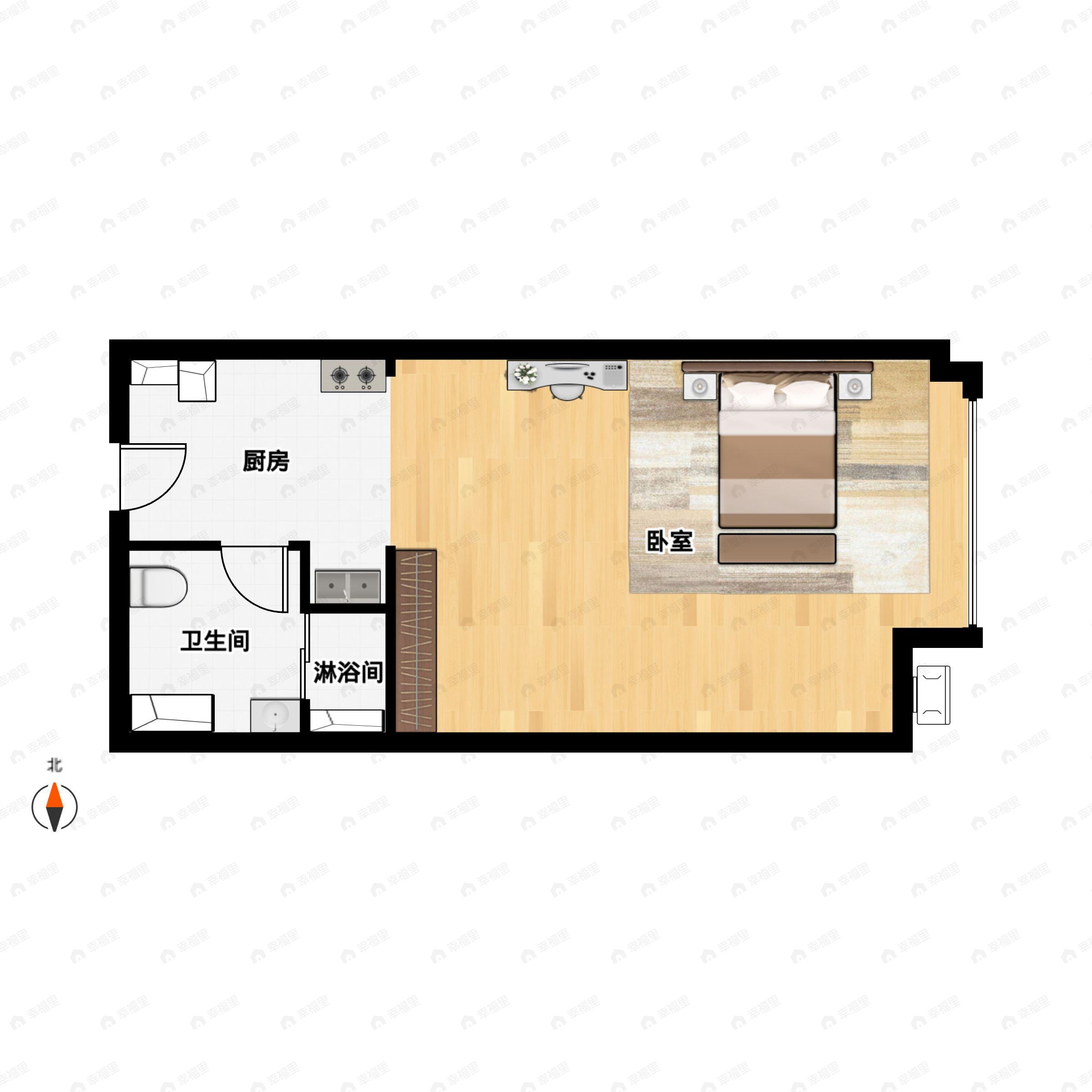 1室1厅1卫建面50平户型图