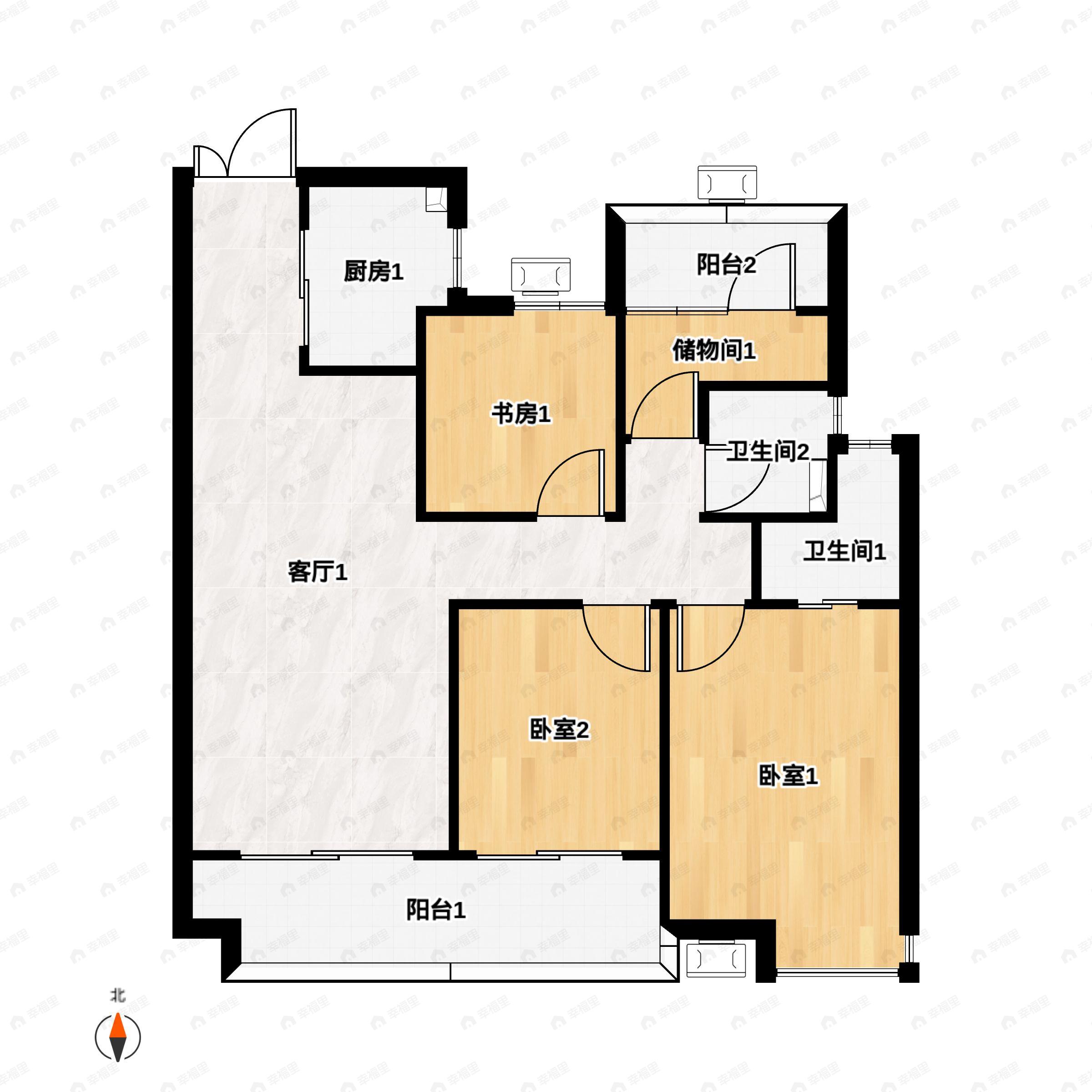 4室2厅2卫建面118平户型图