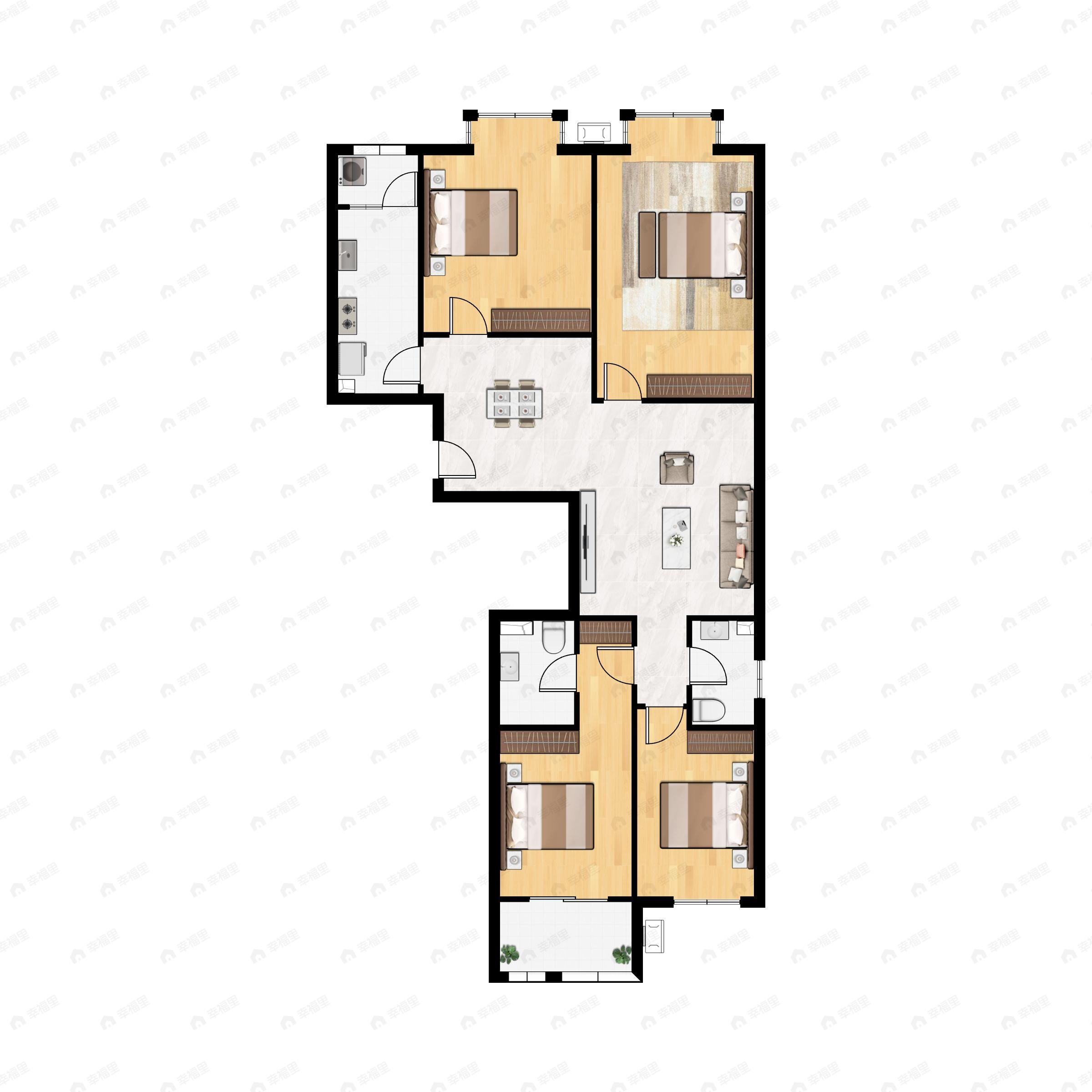 4室2厅2卫建面143平南户型图