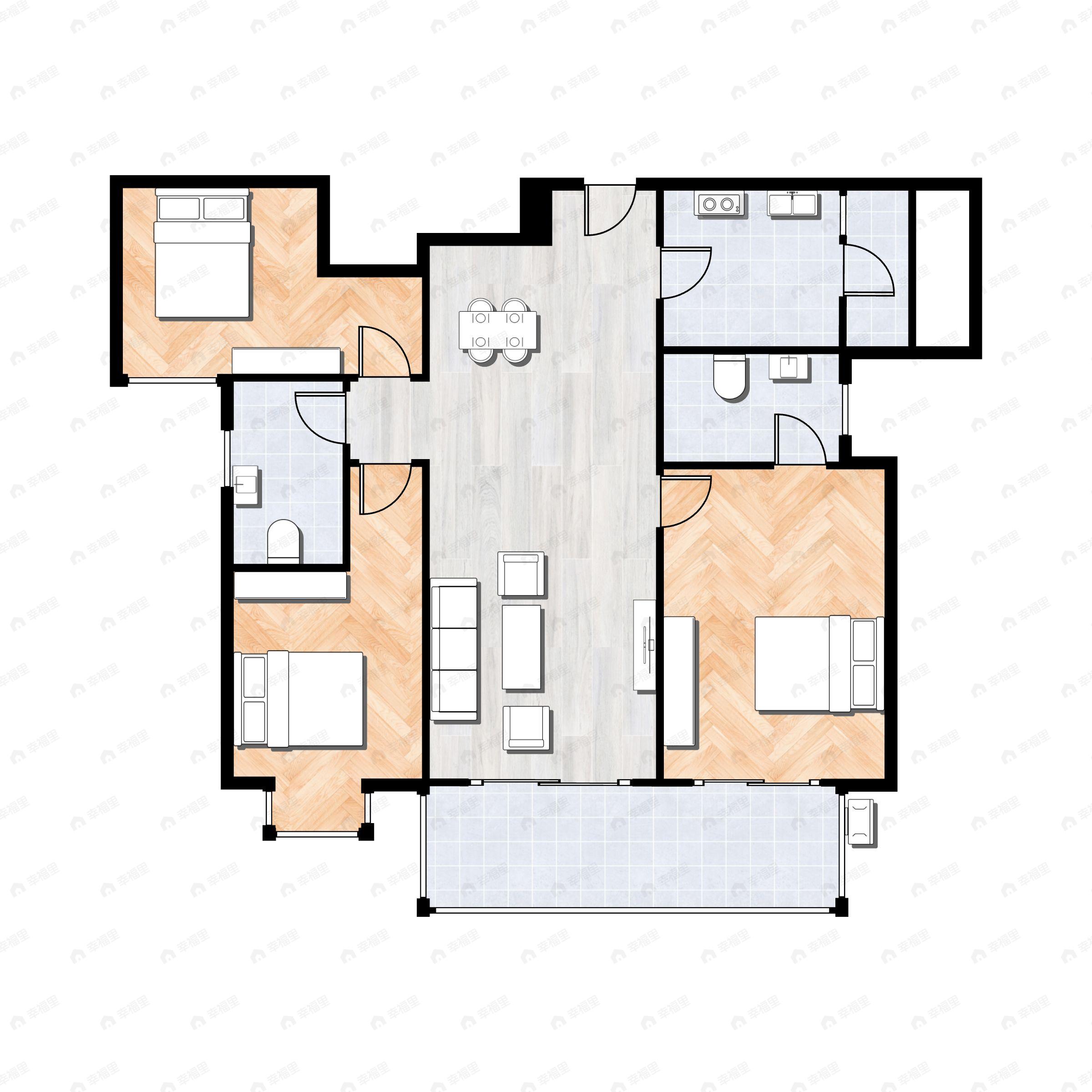 龙光天瀛3室2厅2卫户型图