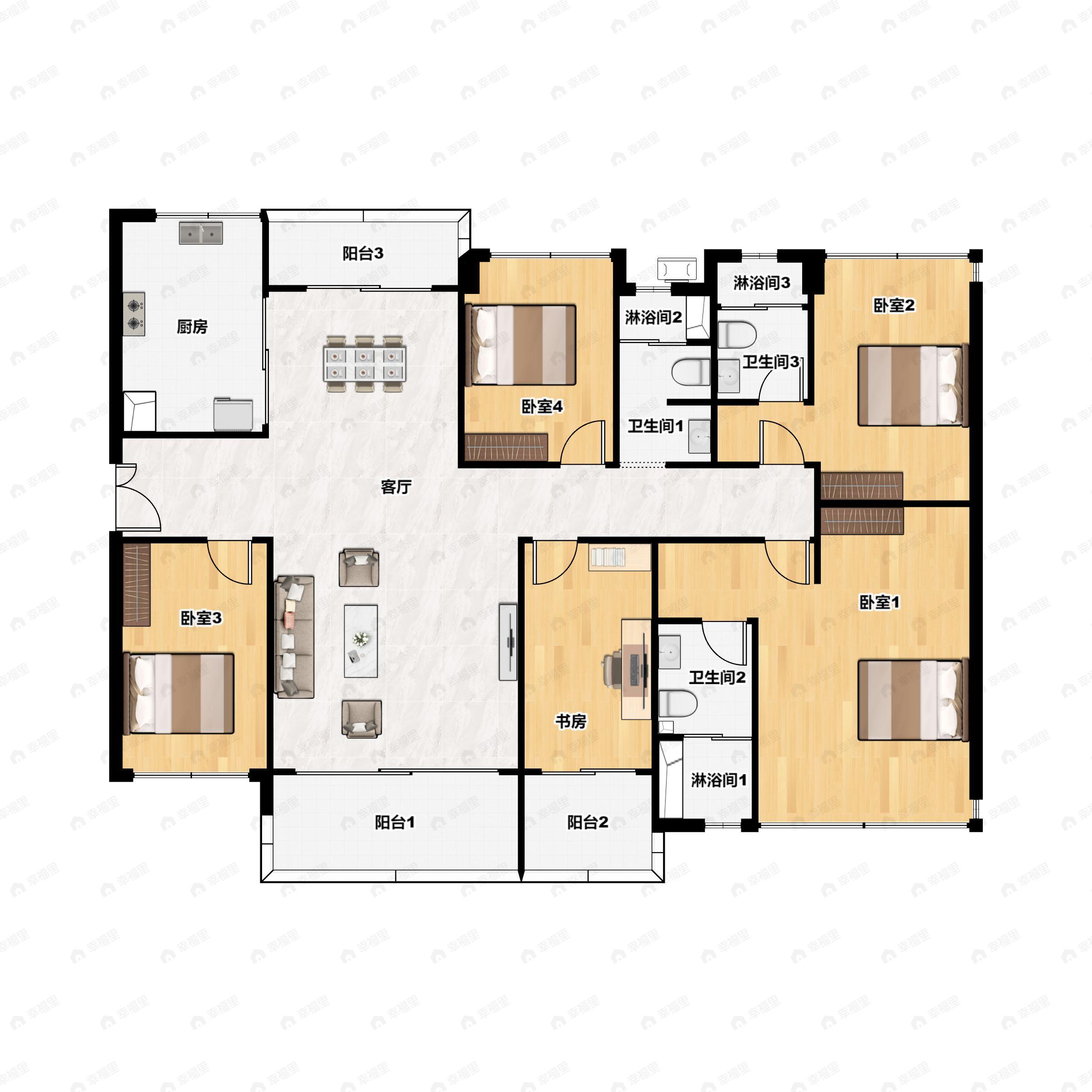 保利天珺4室2厅3卫户型图