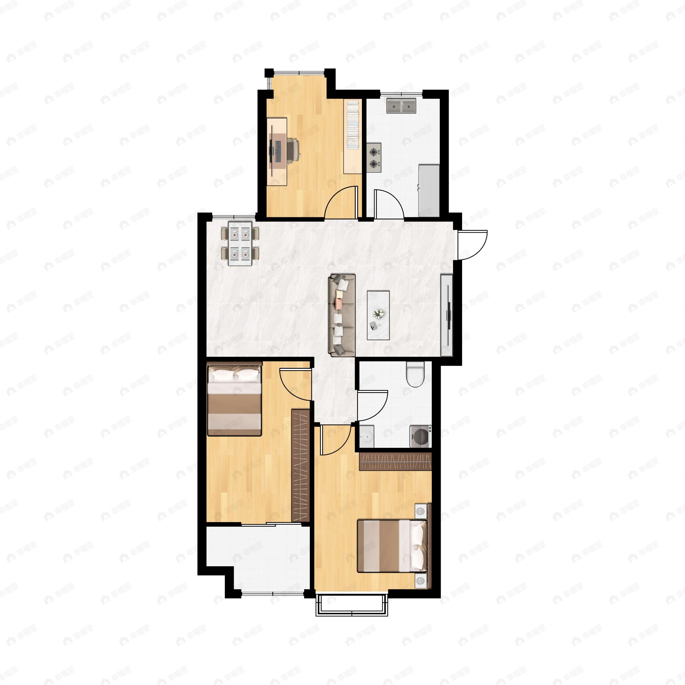 3室2厅1卫建面96平户型图