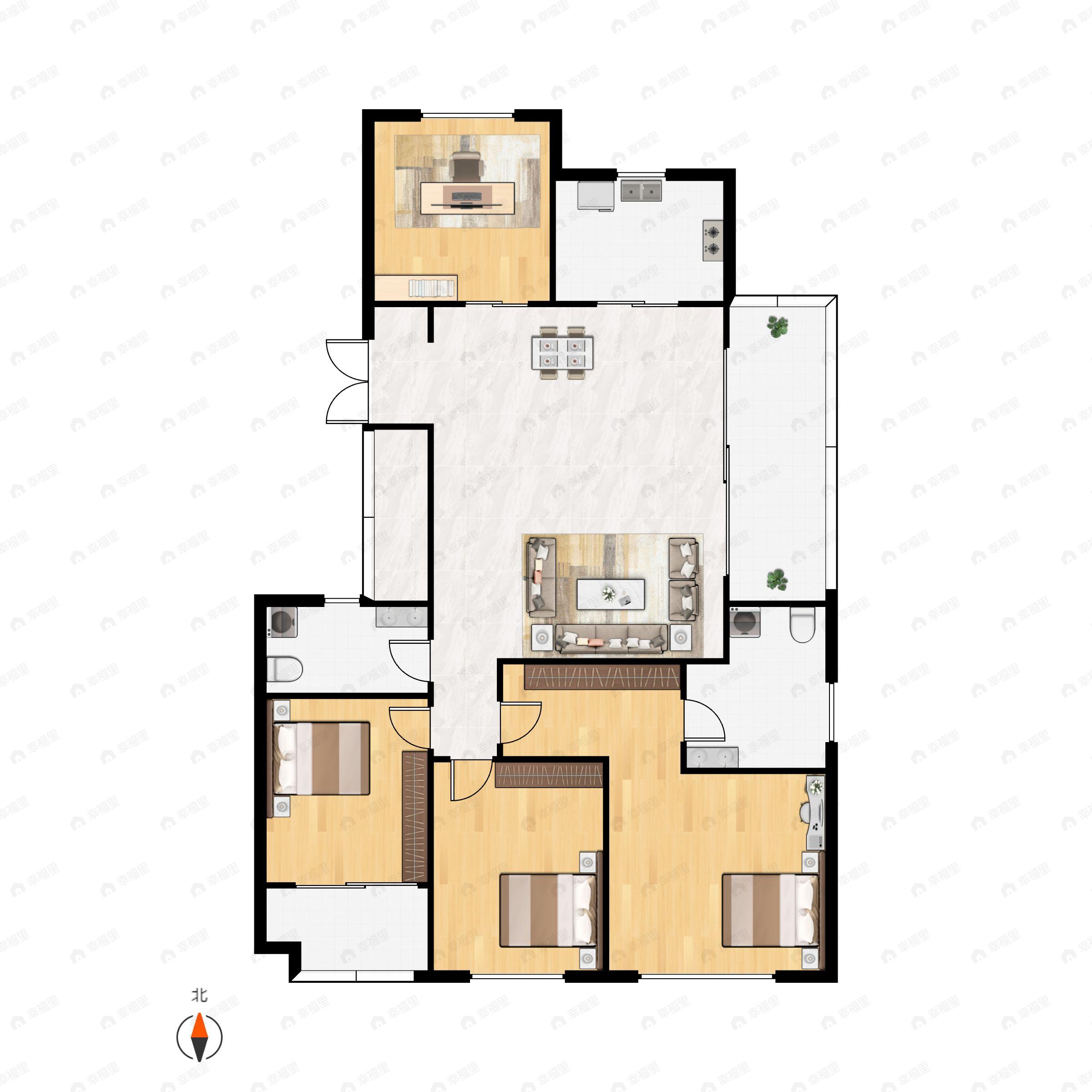 4室2厅2卫建面139平南户型图