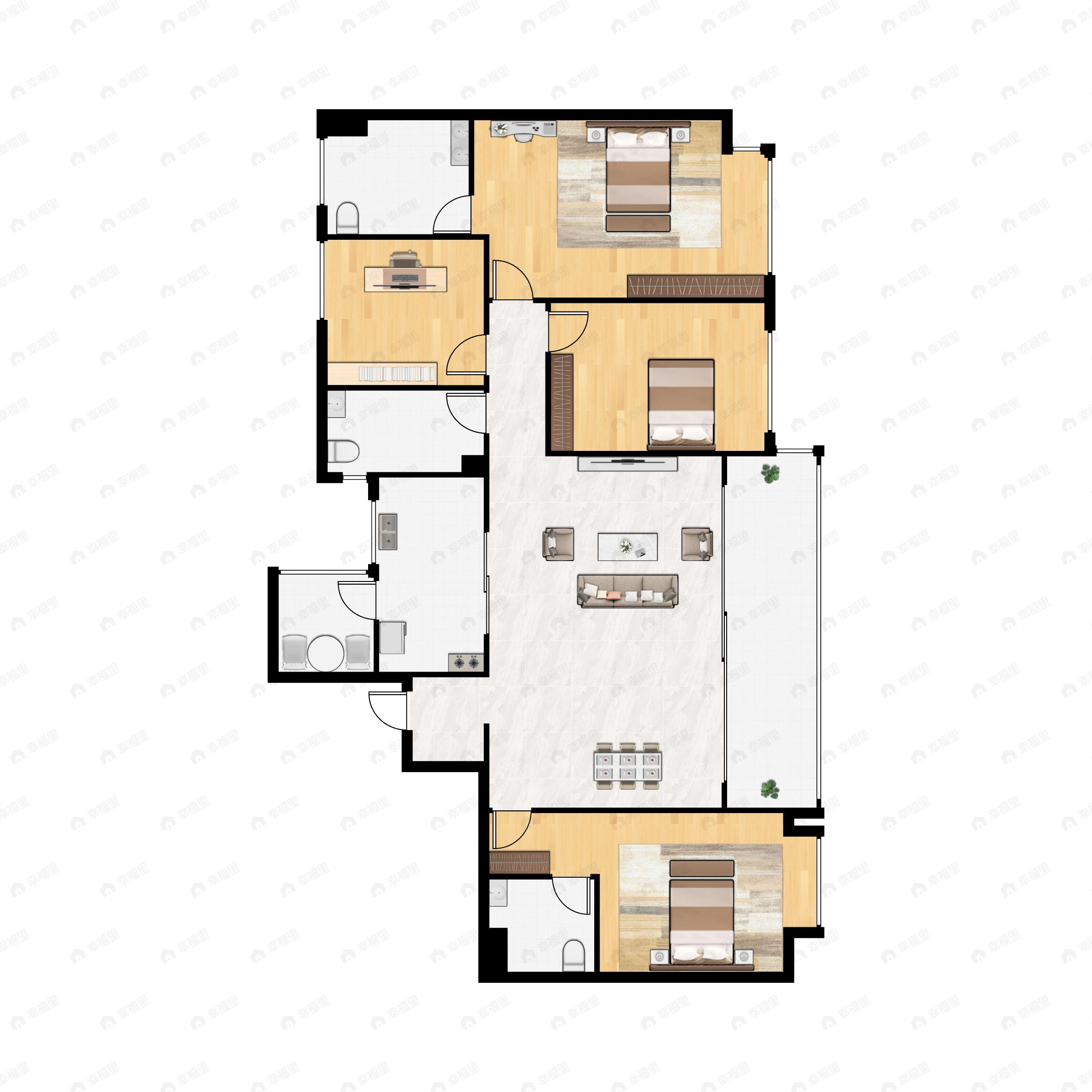 4室2厅3卫建面155平undefined户型图
