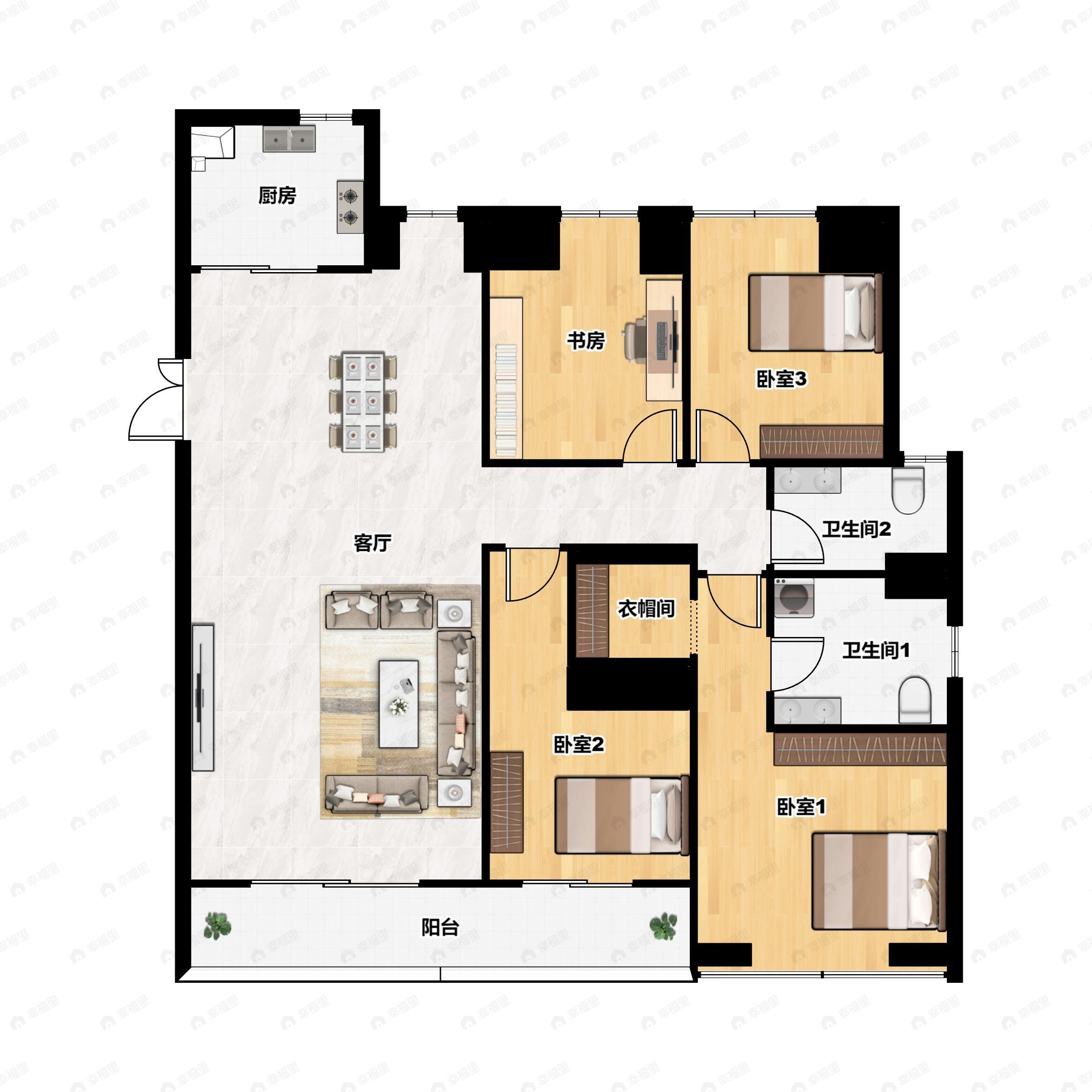 4室2厅2卫建面181平户型图