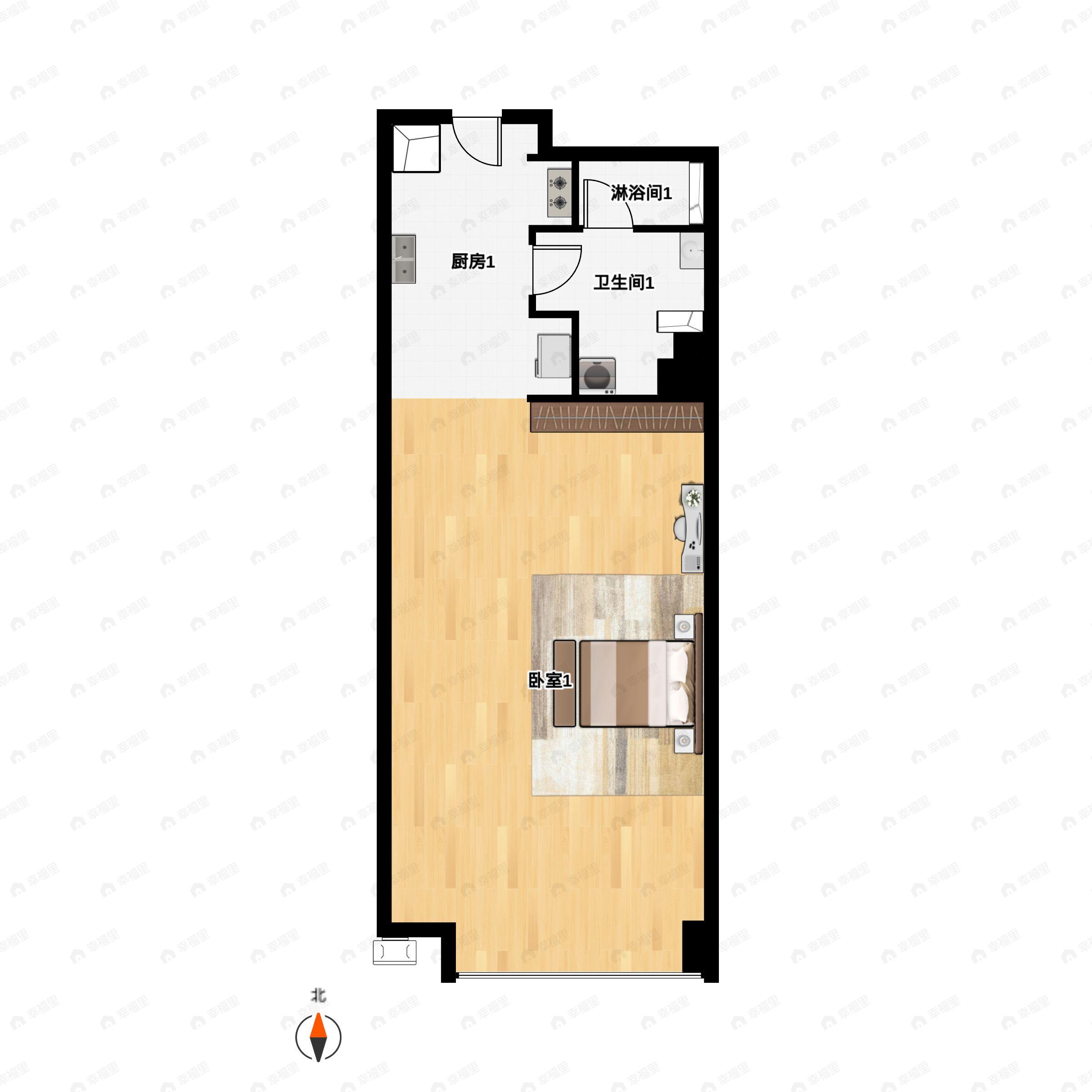 1室1厅1卫建面86平户型图
