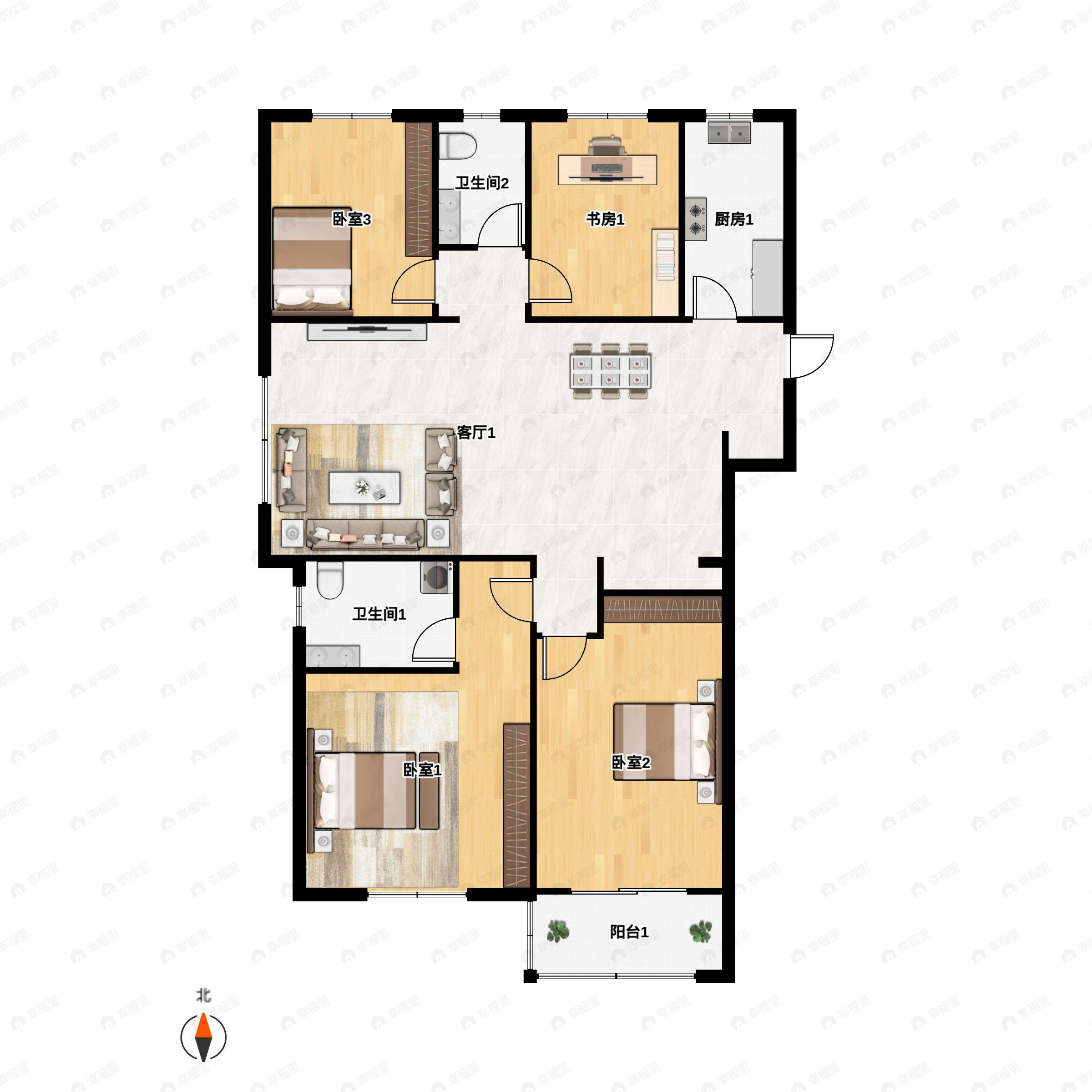 魏庄家园4室2厅2卫户型图