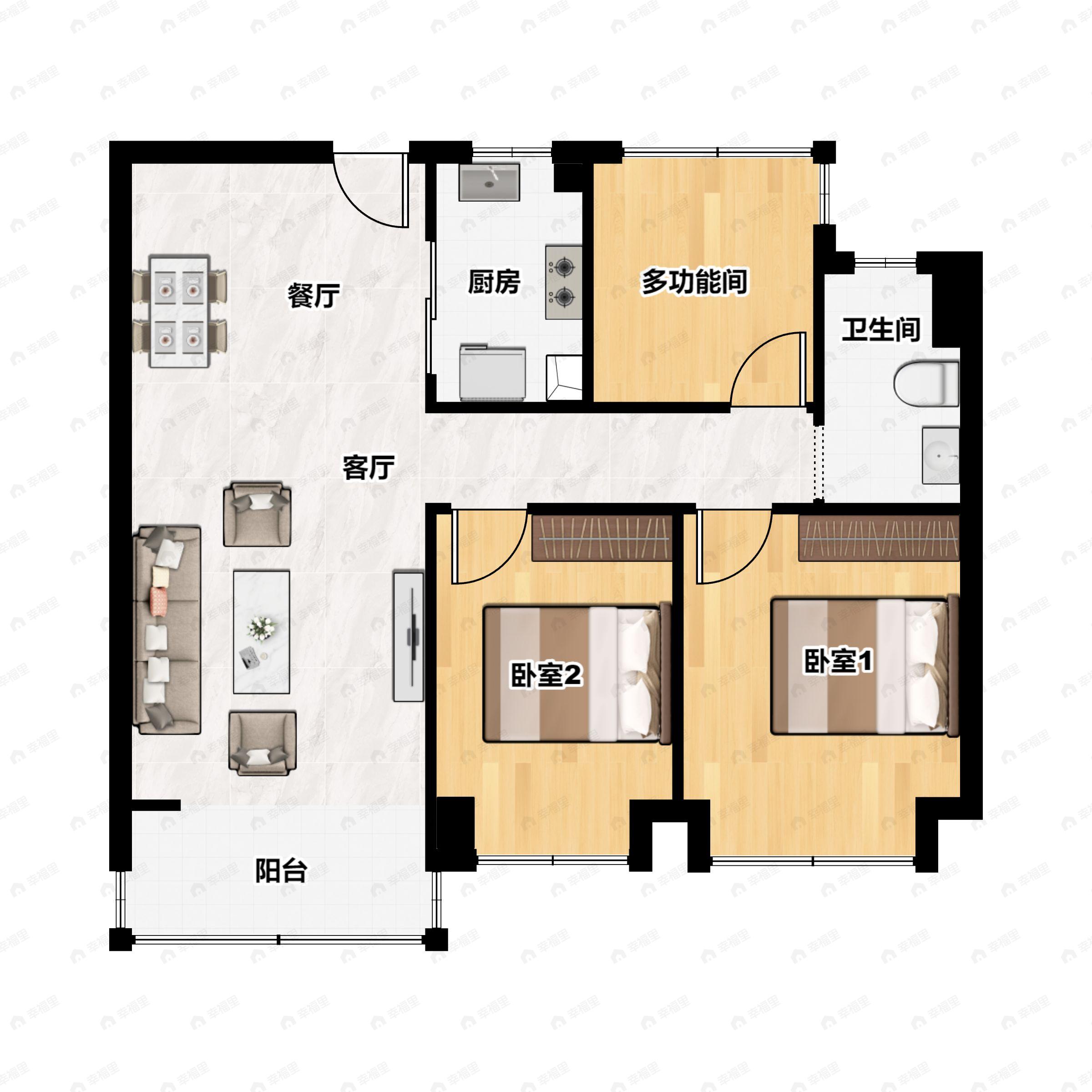 3室2厅1卫建面95平户型图