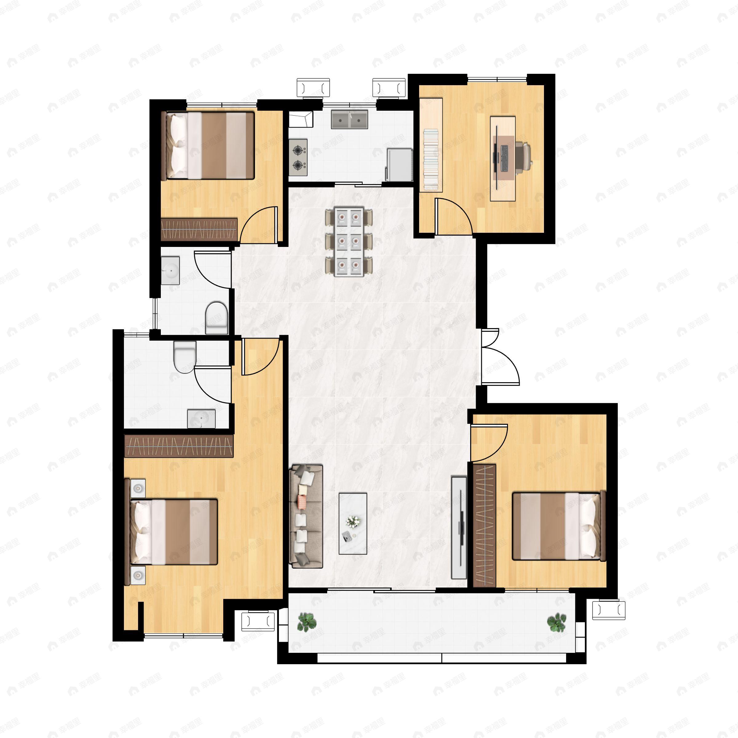 九江印4室2厅2卫户型图