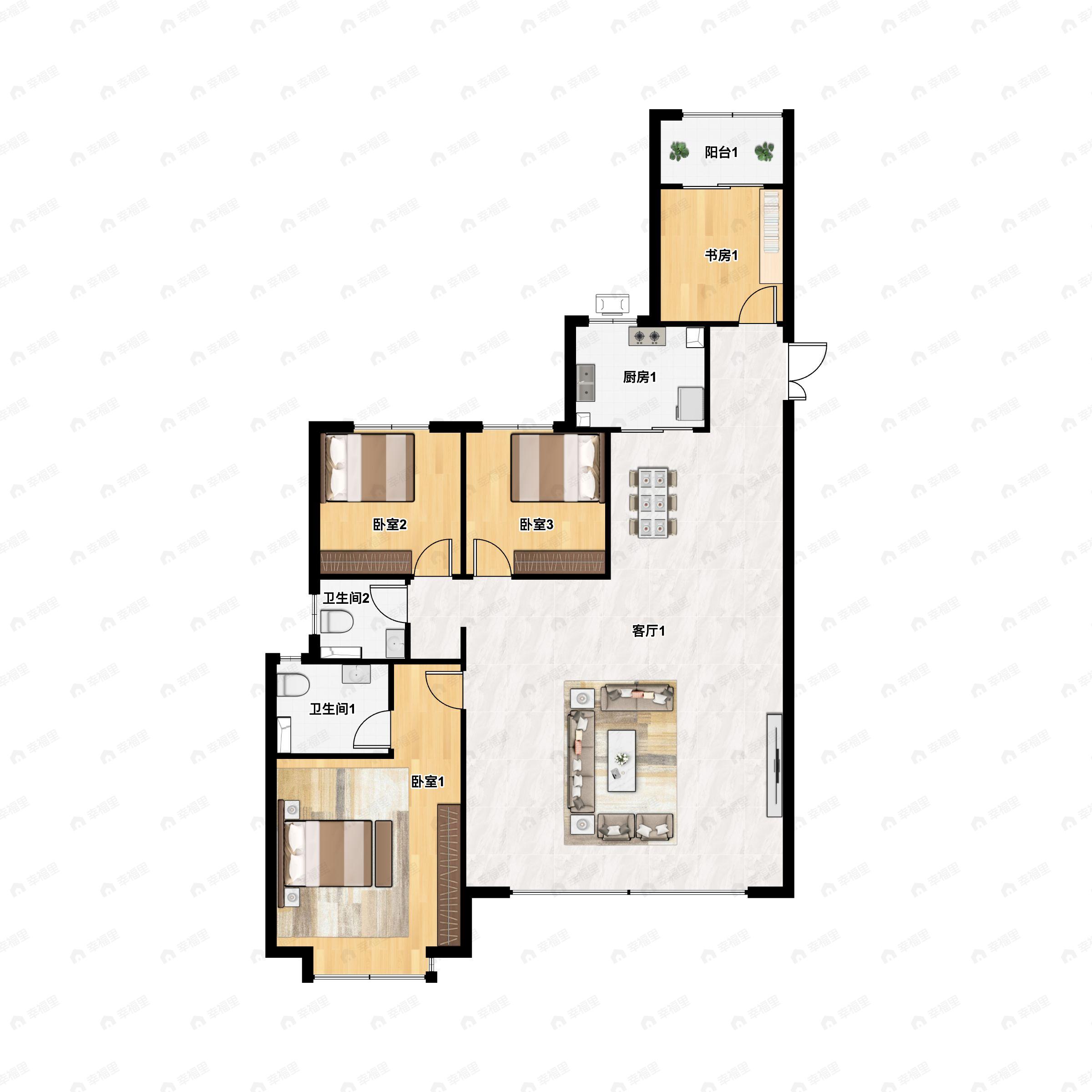 4室2厅2卫建面141平南户型图
