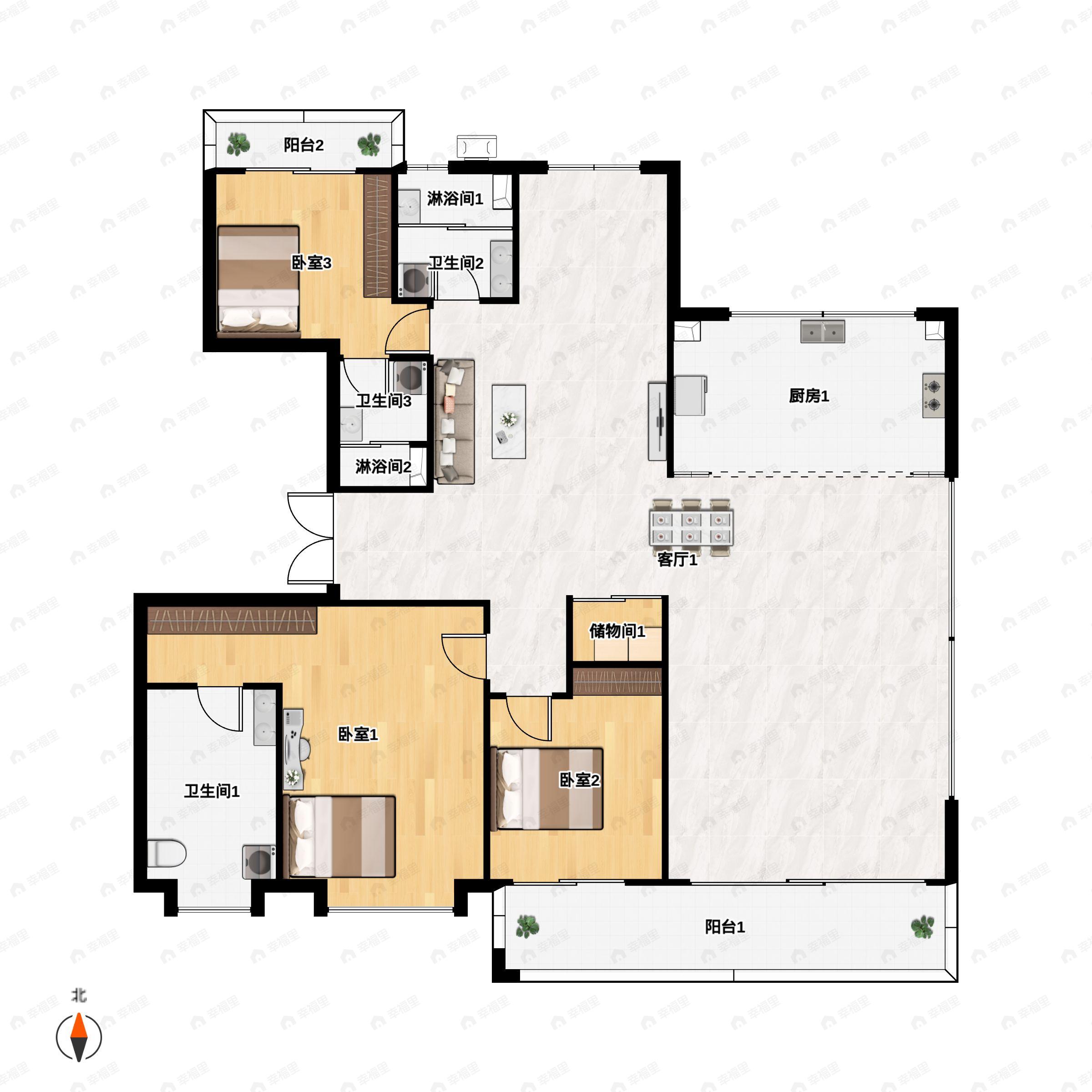 远洋万和云著4室2厅3卫户型图