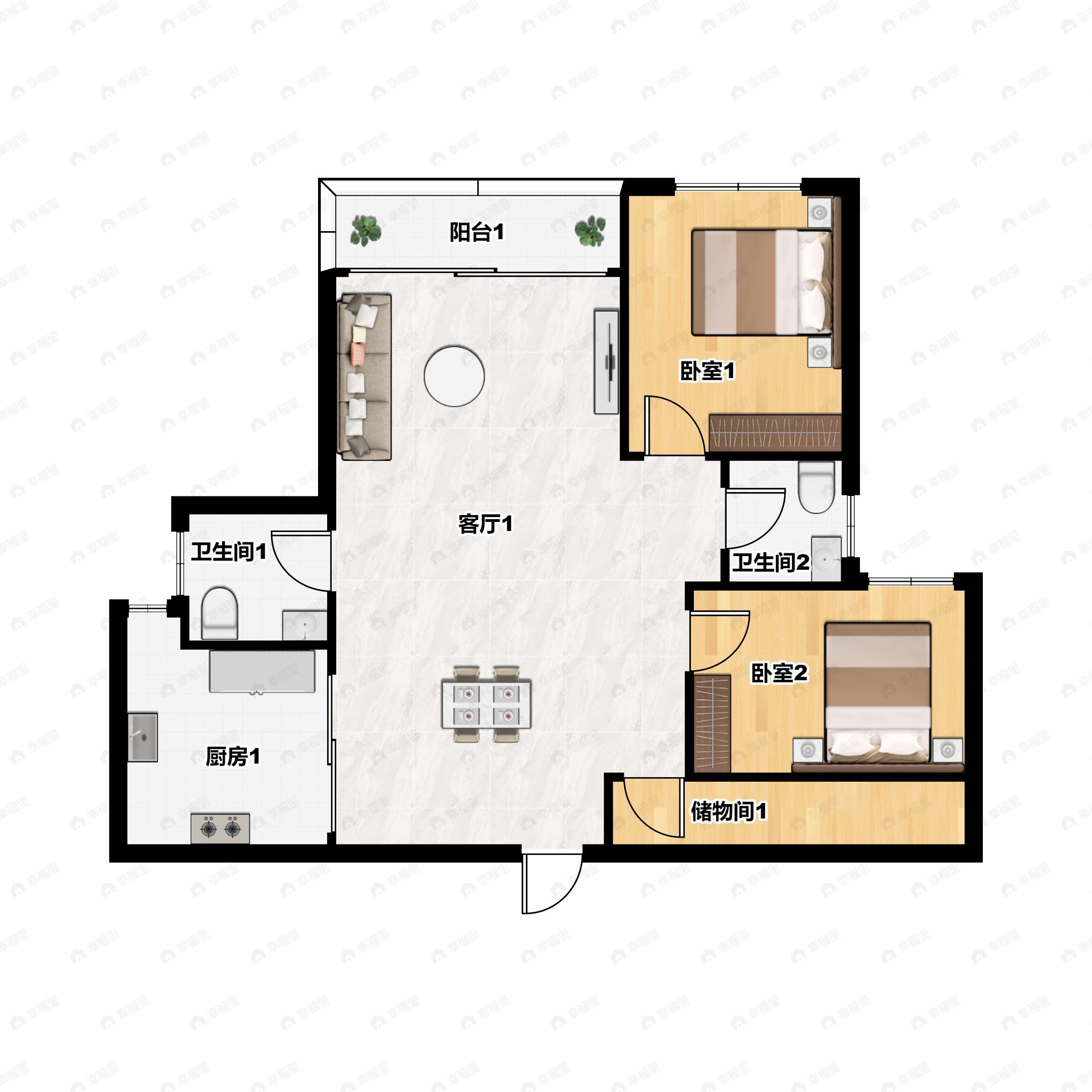 3室1厅2卫建面147平户型图