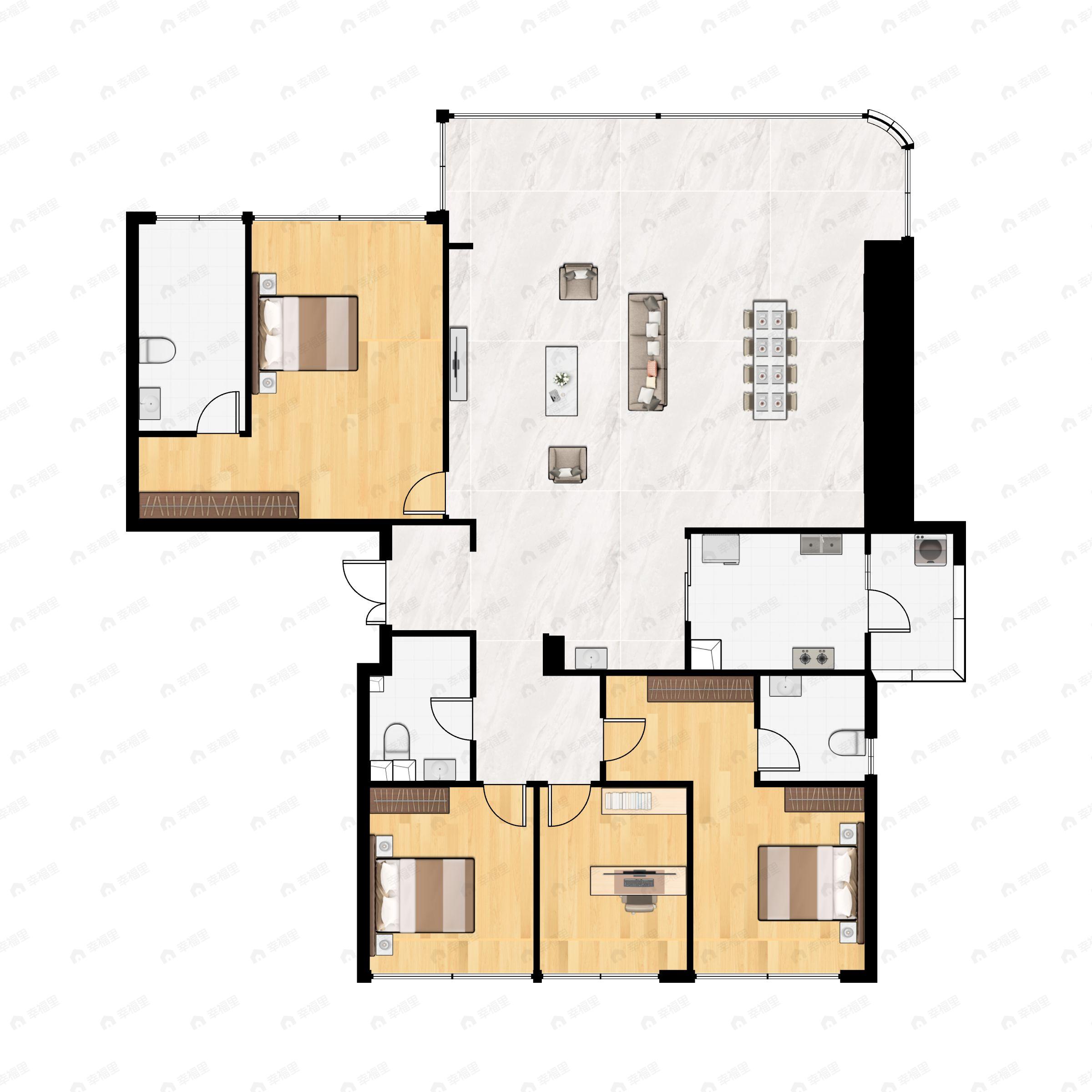4室2厅3卫建面219平南户型图