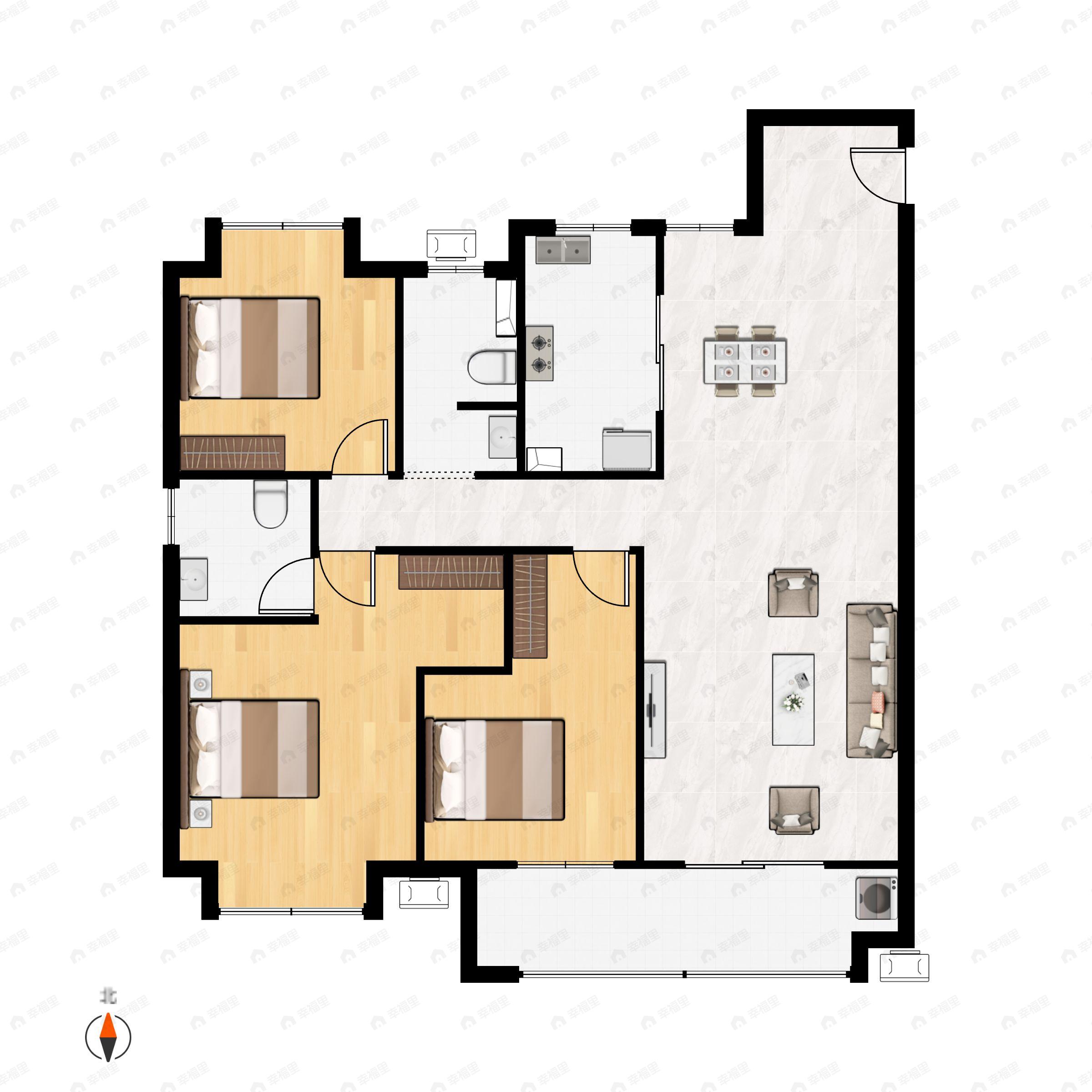 星河2049星里城3室2厅2卫户型图