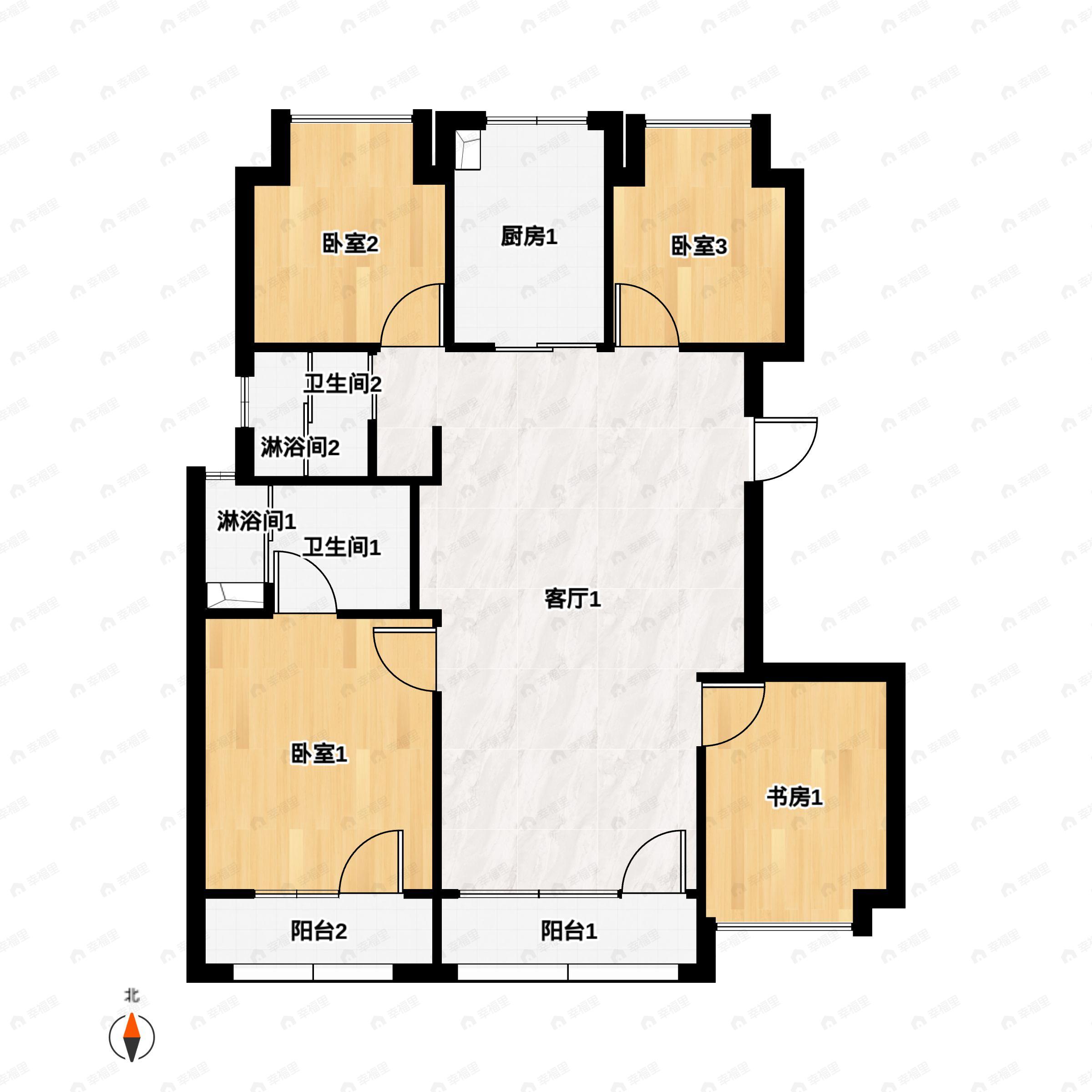 4室2厅2卫建面143平户型图