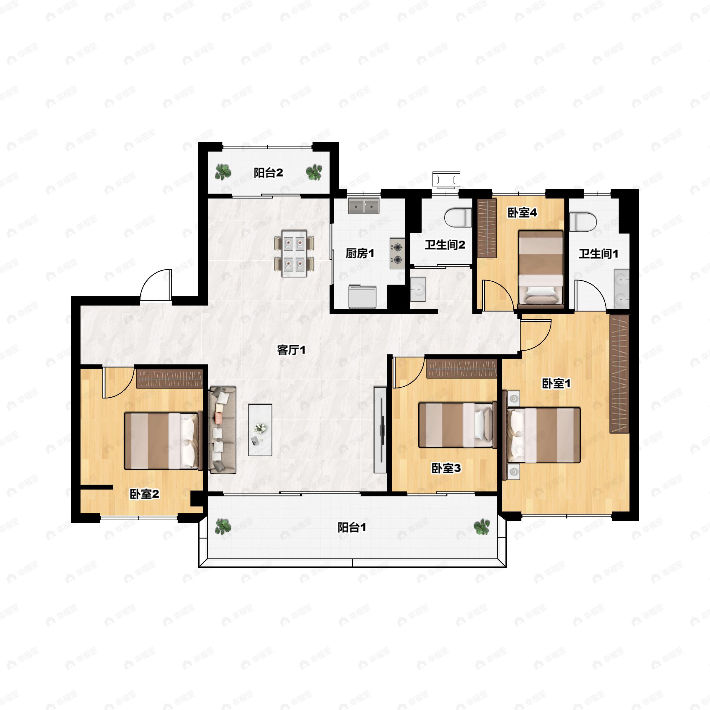 内乡碧桂园天麓府4室2厅1卫户型图