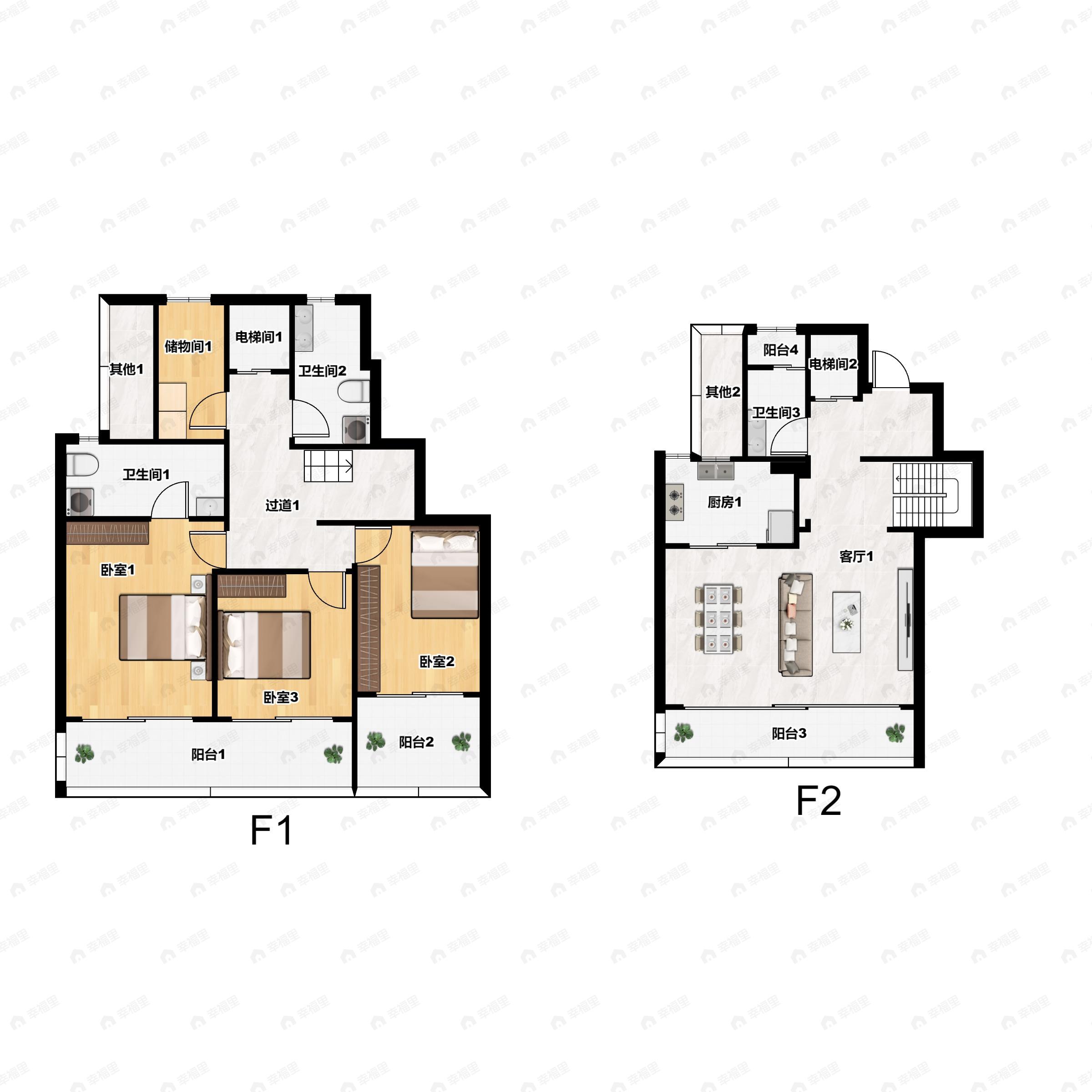 4室2厅3卫建面290平东南户型图