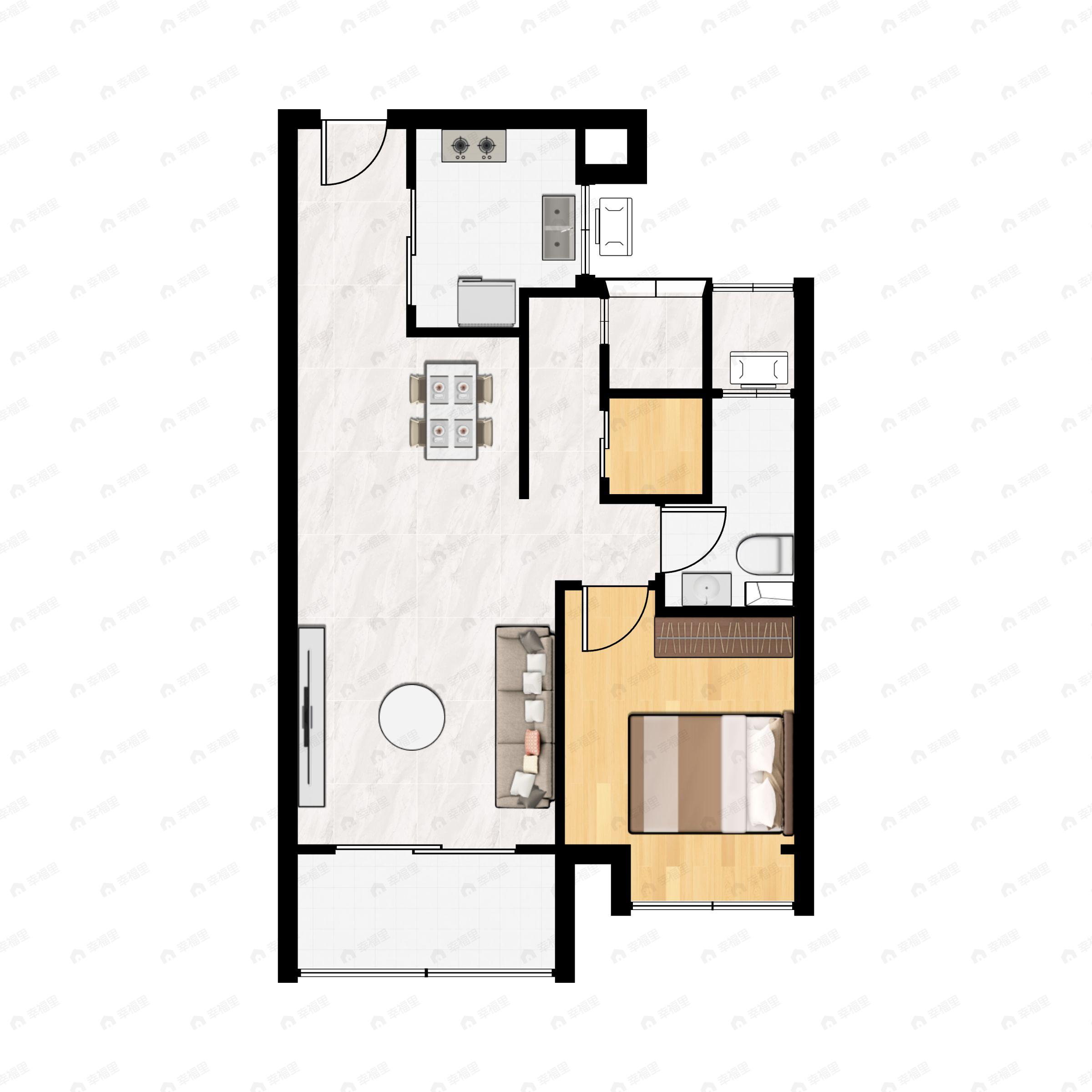 2室2厅1卫建面76平户型图