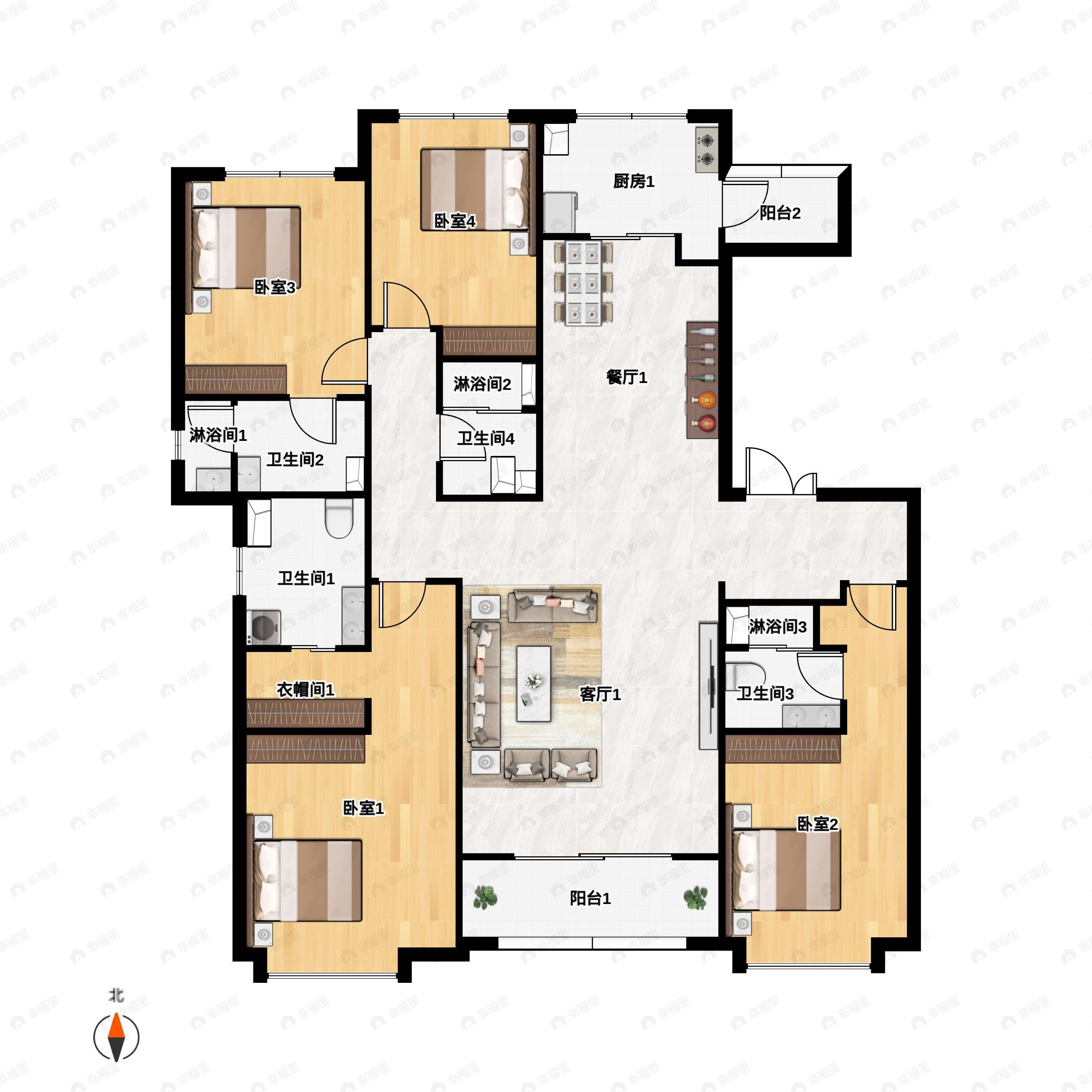 沣华熙城4室2厅4卫户型图