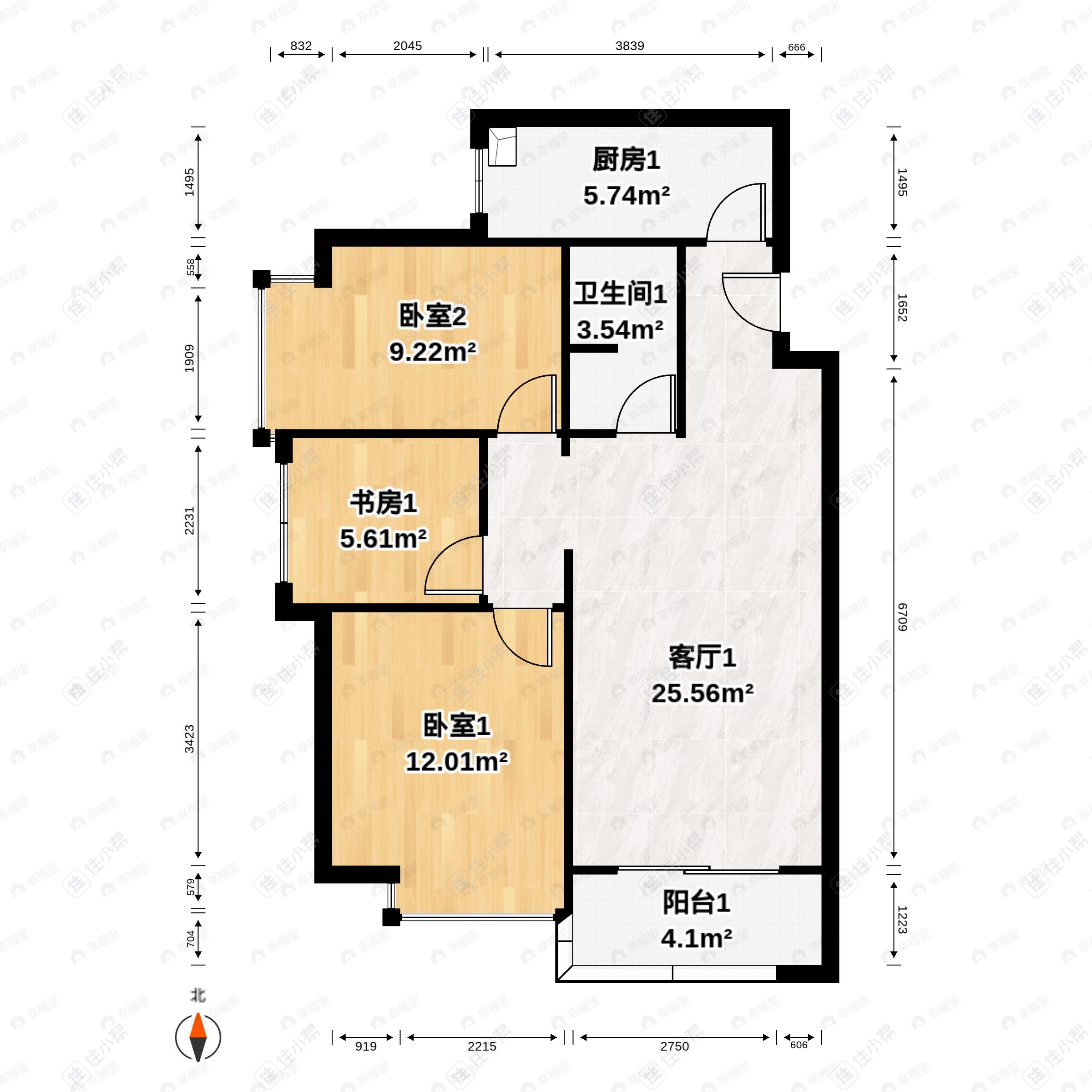 天浩上元郡3室2厅1卫户型图