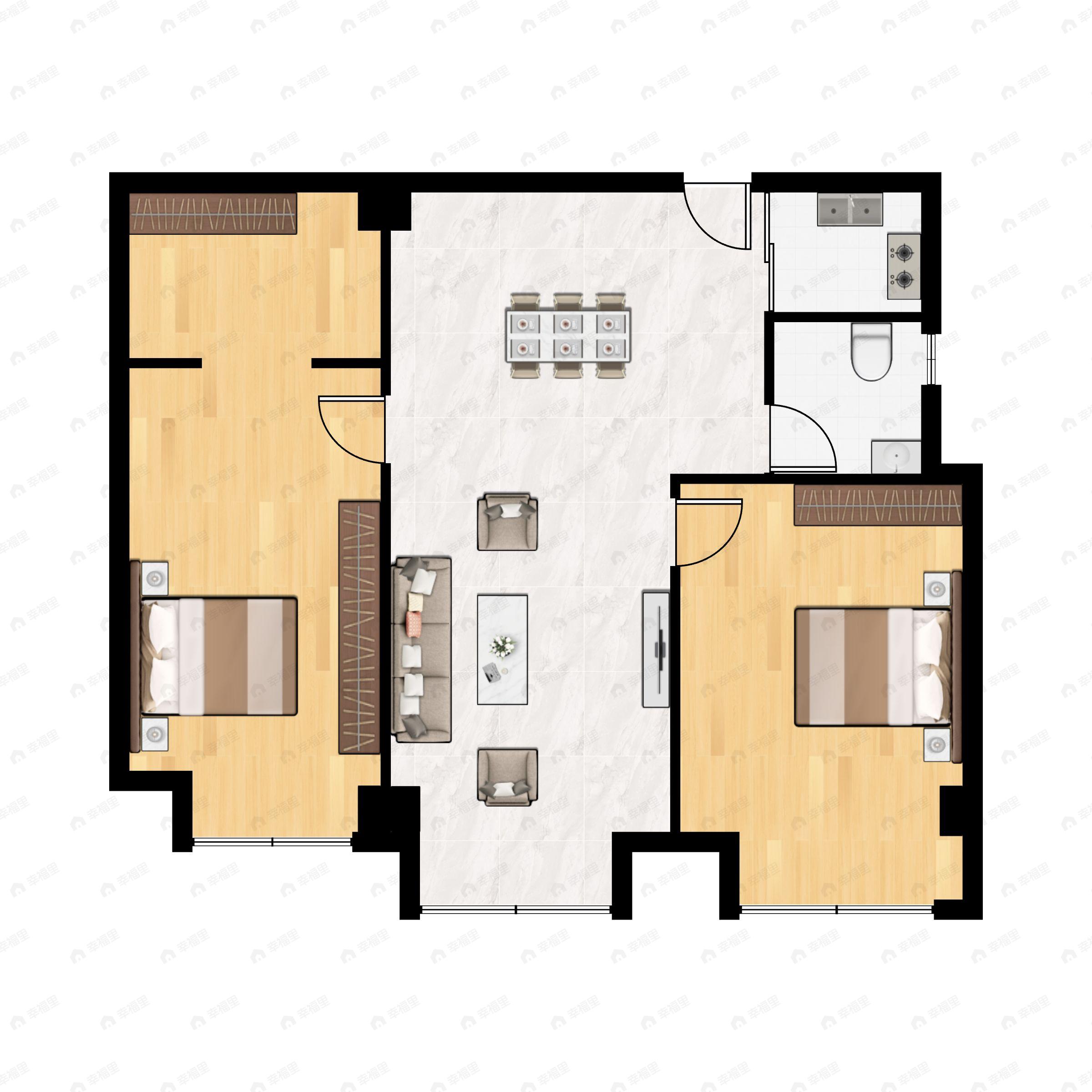 2室2厅1卫建面148平户型图