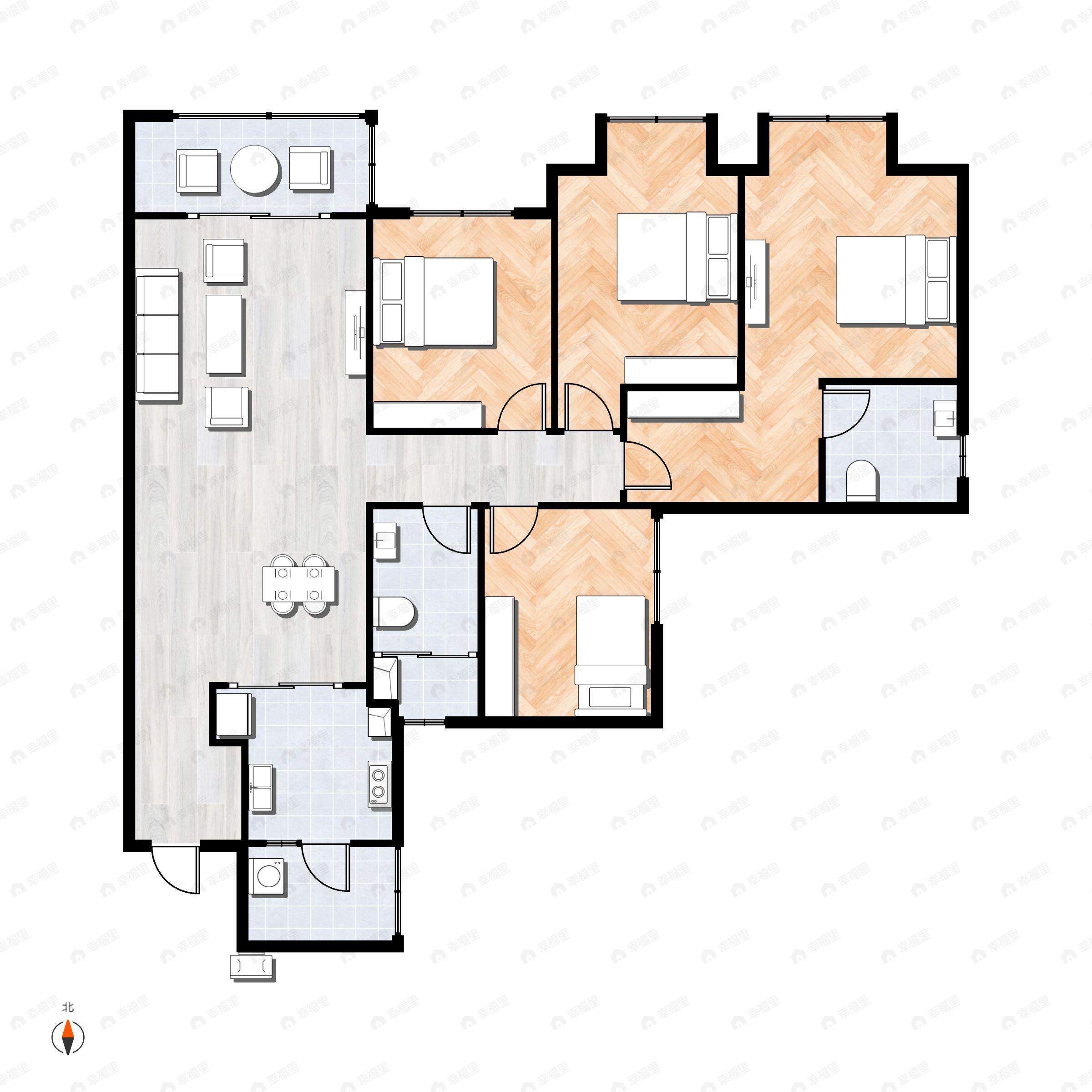 4室2厅2卫建面129平北户型图