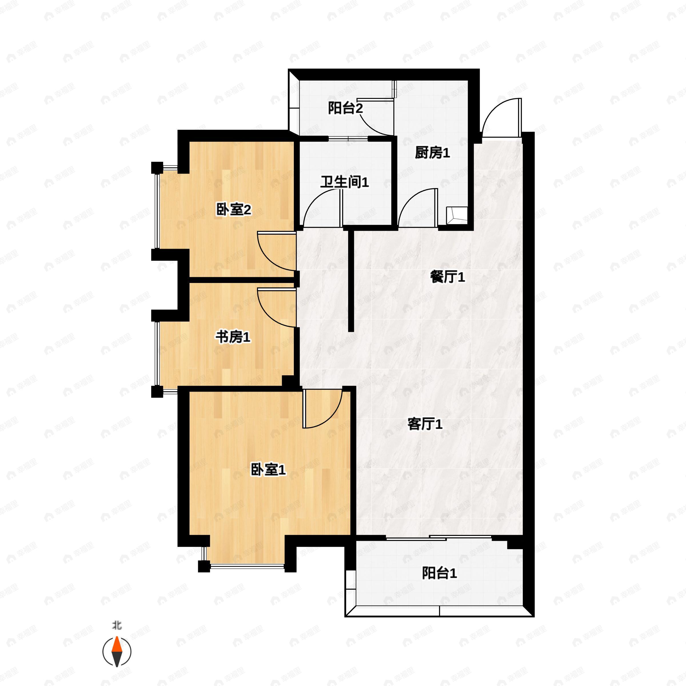 3室2厅1卫建面94平户型图