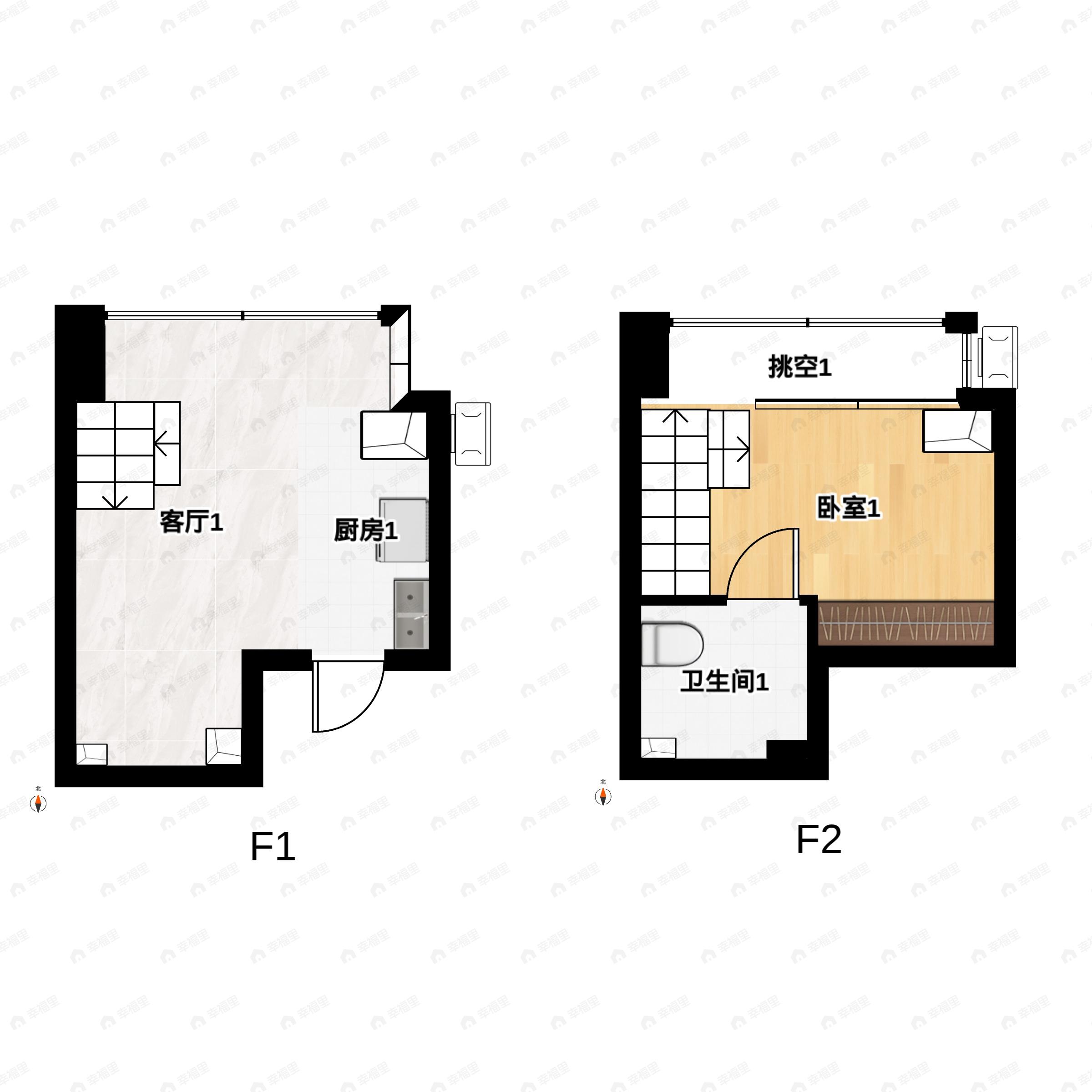 1室1厅1卫建面27平户型图