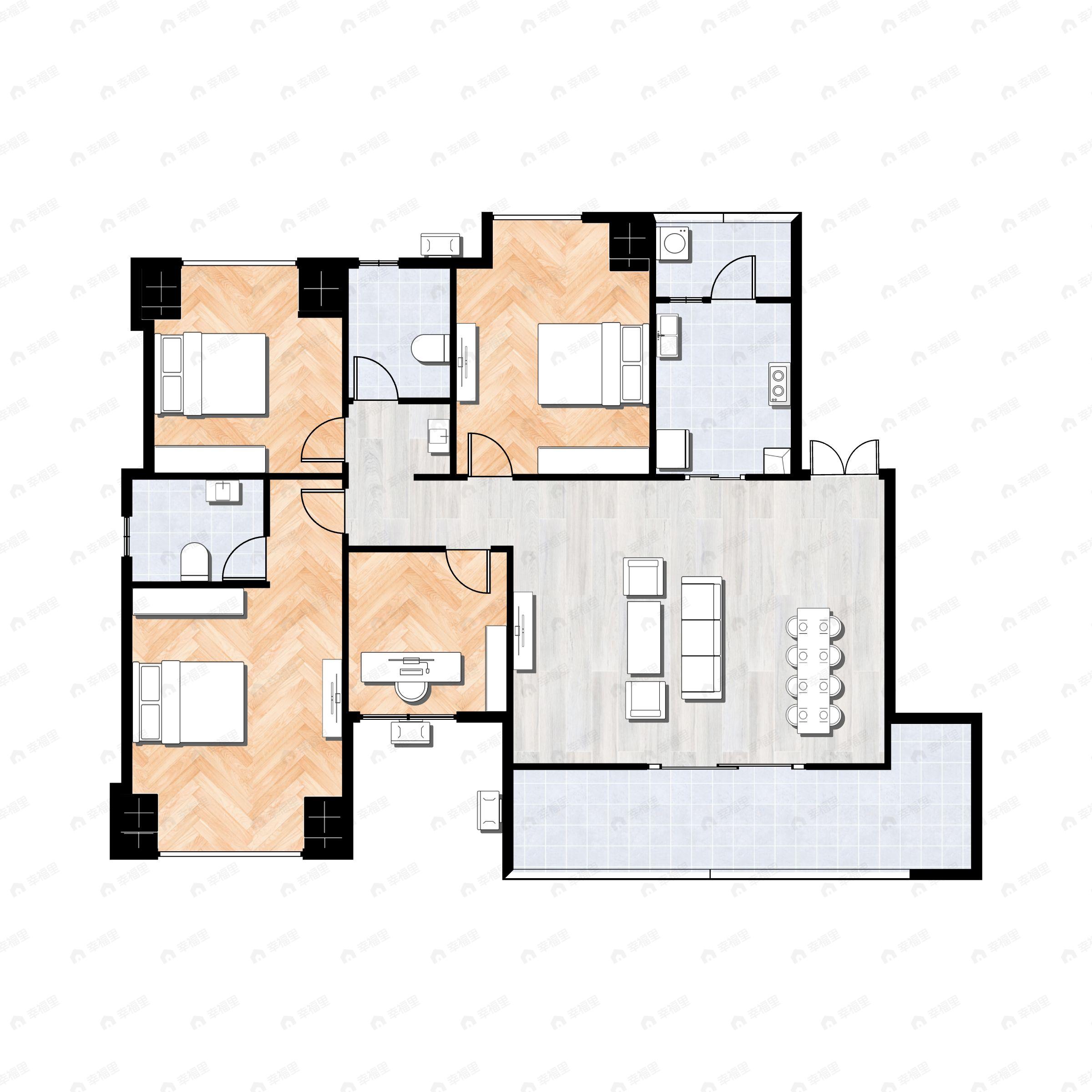 4室2厅2卫建面131平户型图