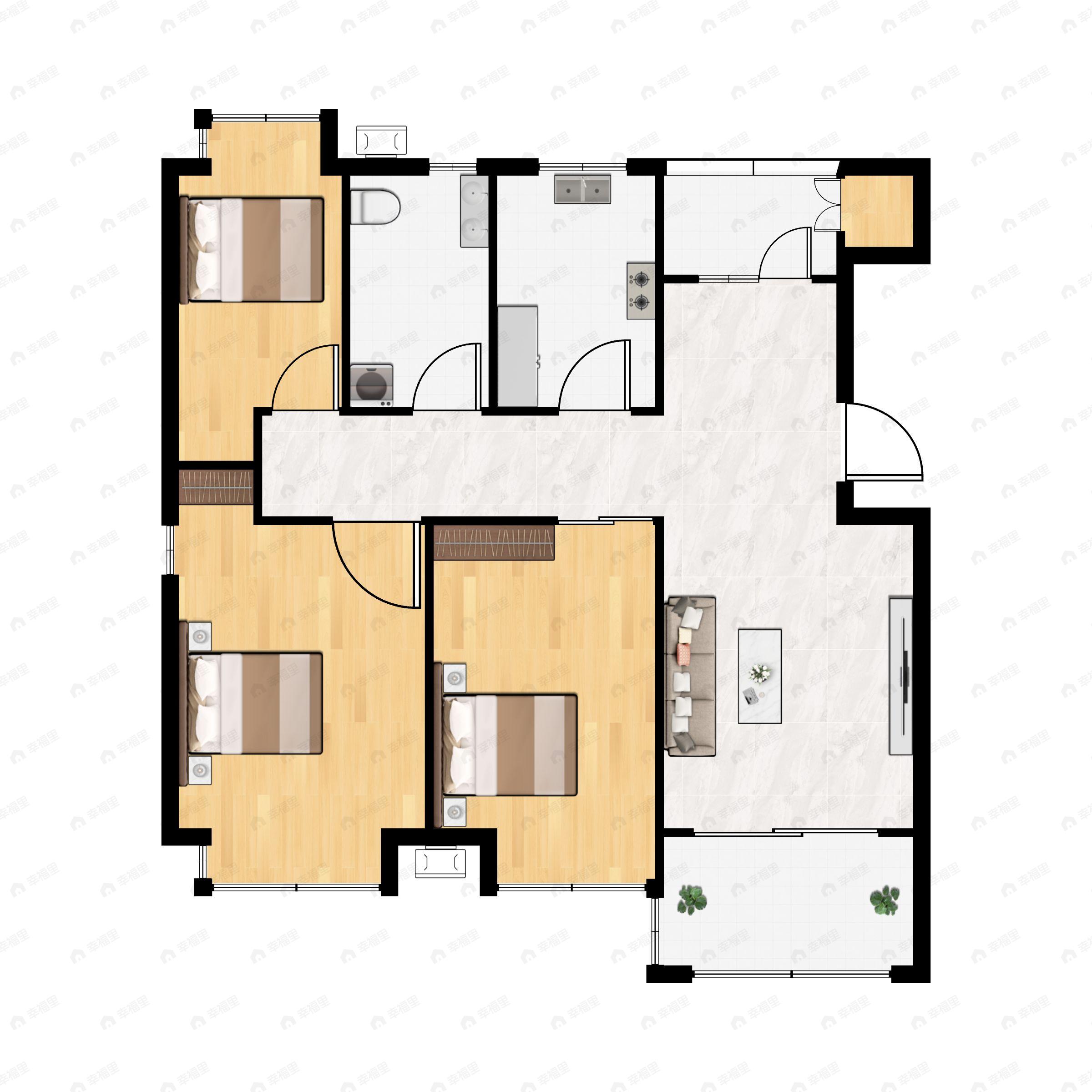 庐山幸福里3室2厅1卫户型图