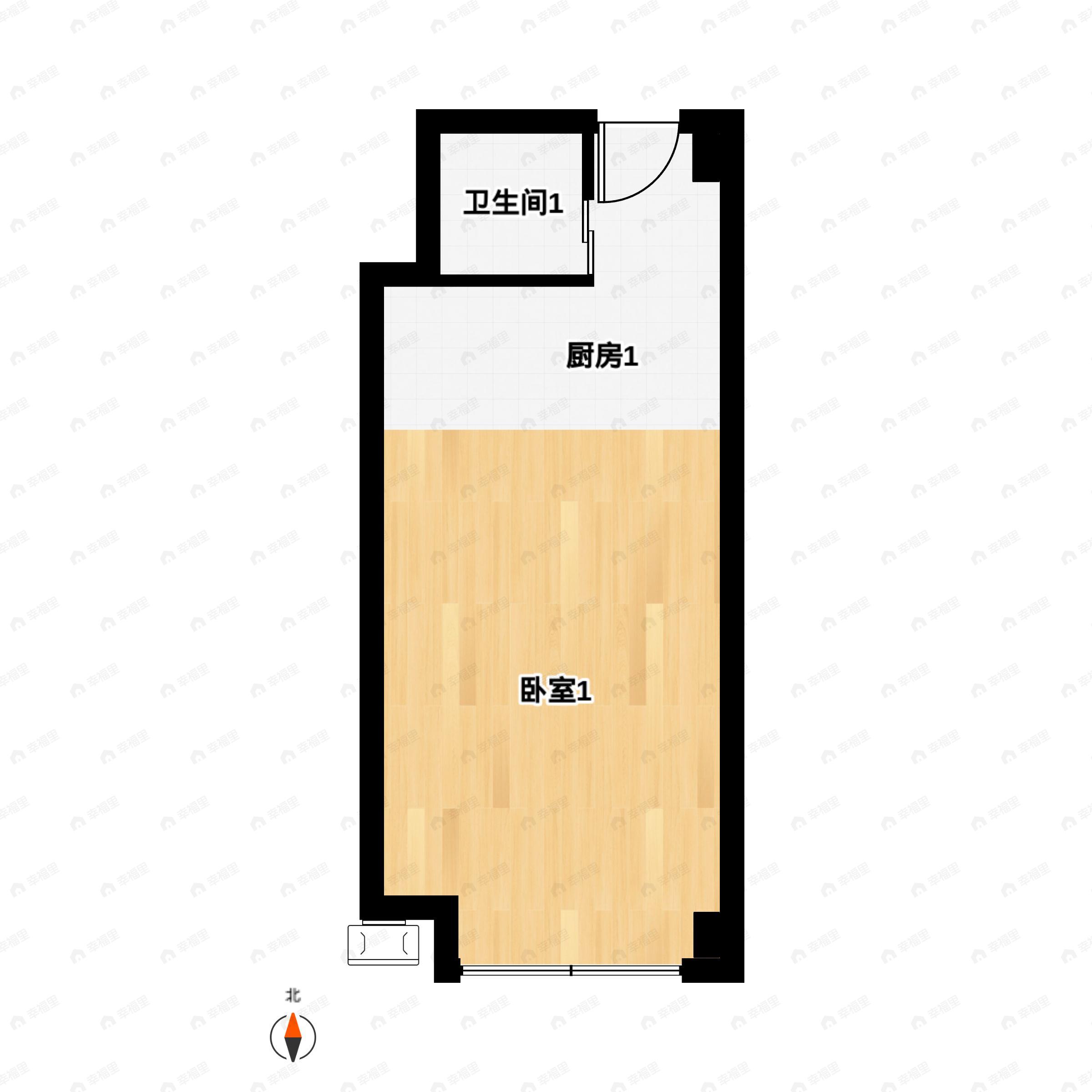 1室1厅1卫建面56平户型图