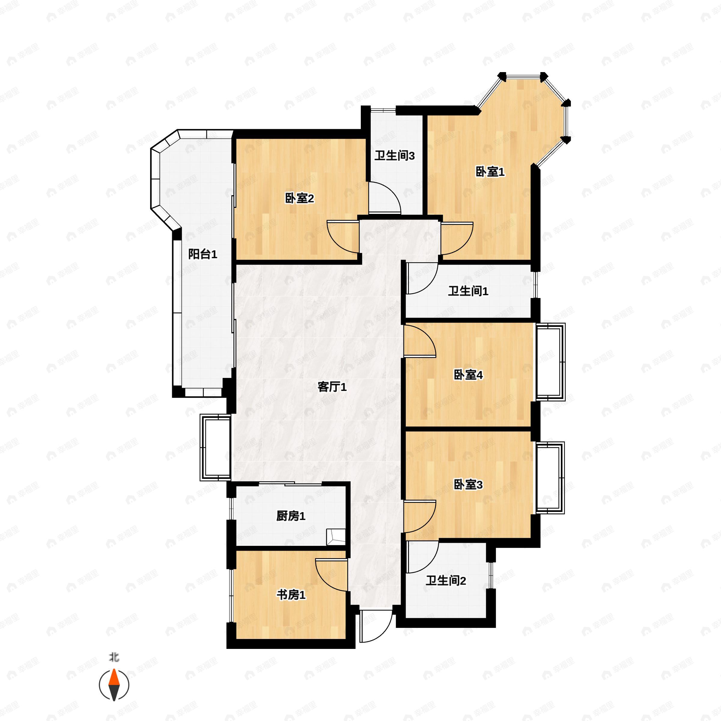 5室2厅3卫建面152平户型图