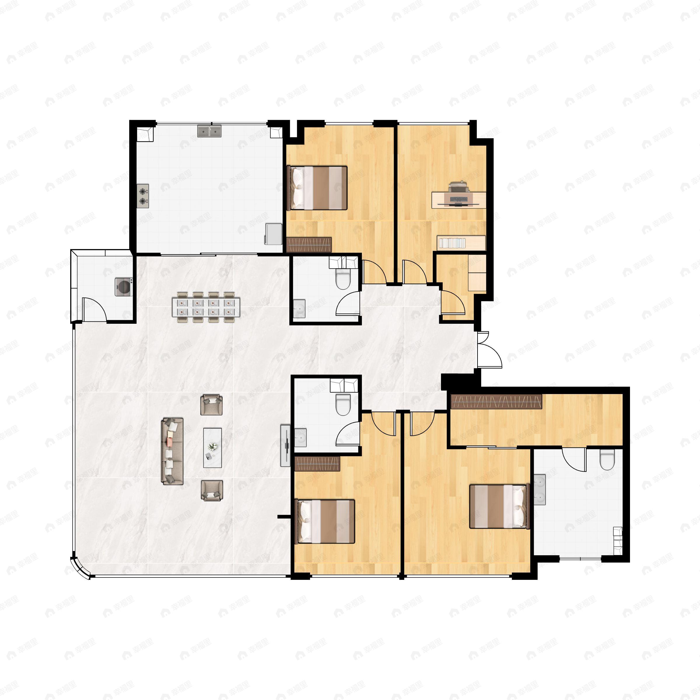 4室2厅3卫建面236平南户型图
