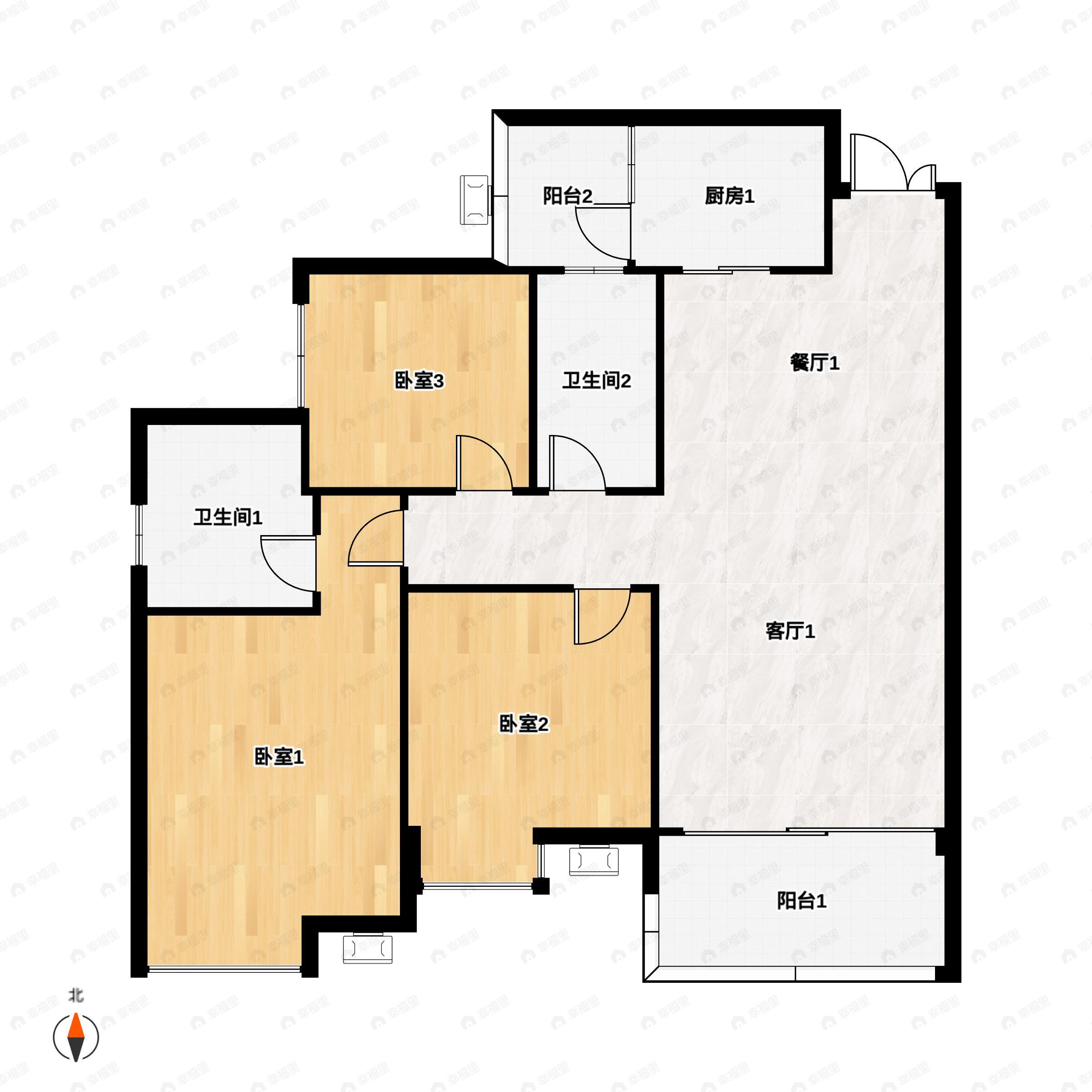 3室2厅2卫建面116平户型图