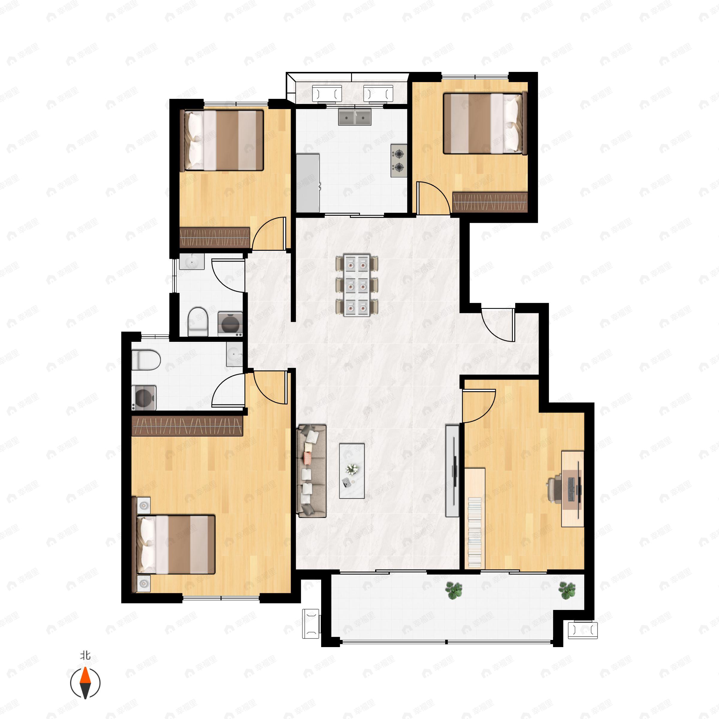 4室2厅2卫建面125平户型图