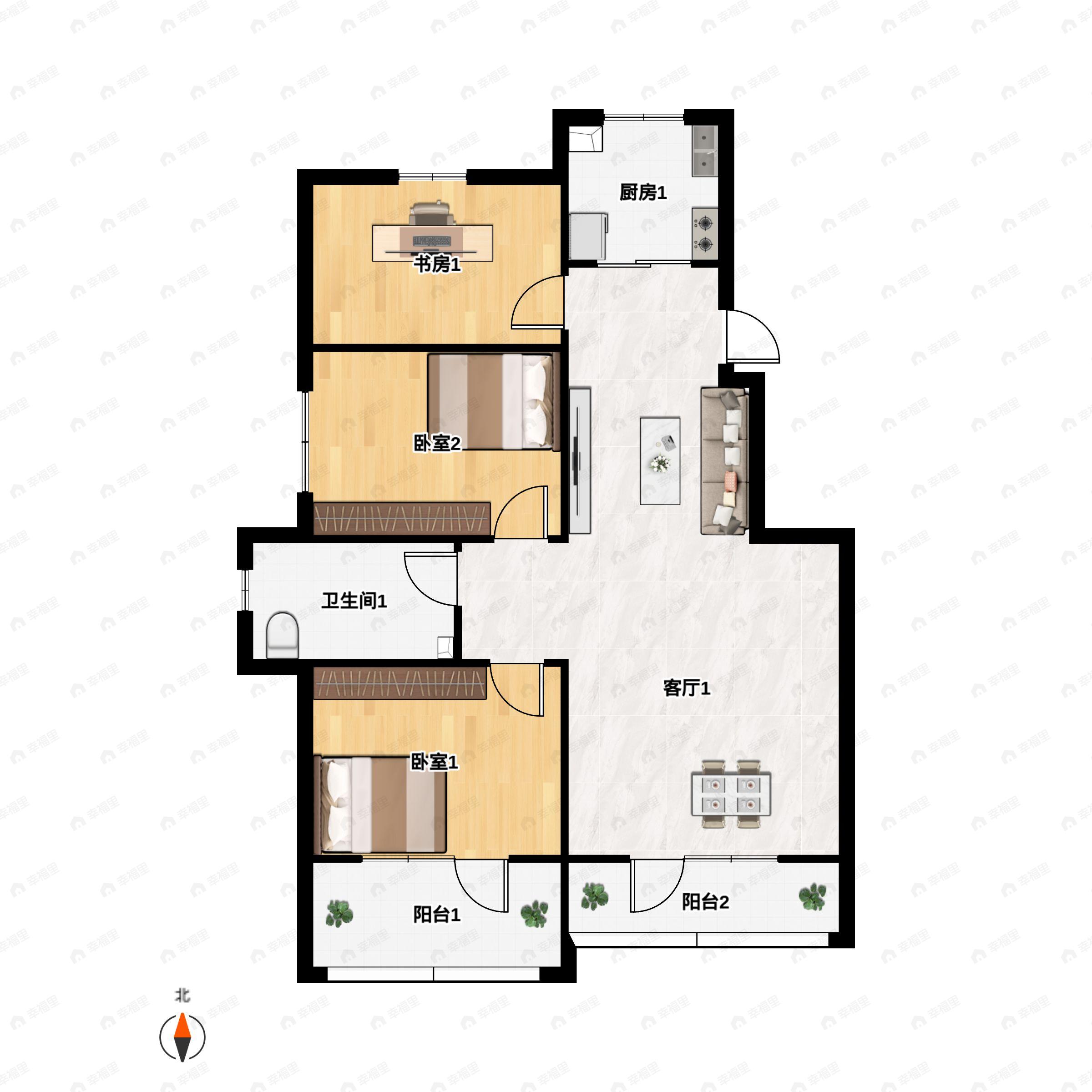 七星九龙湾3室2厅1卫户型图
