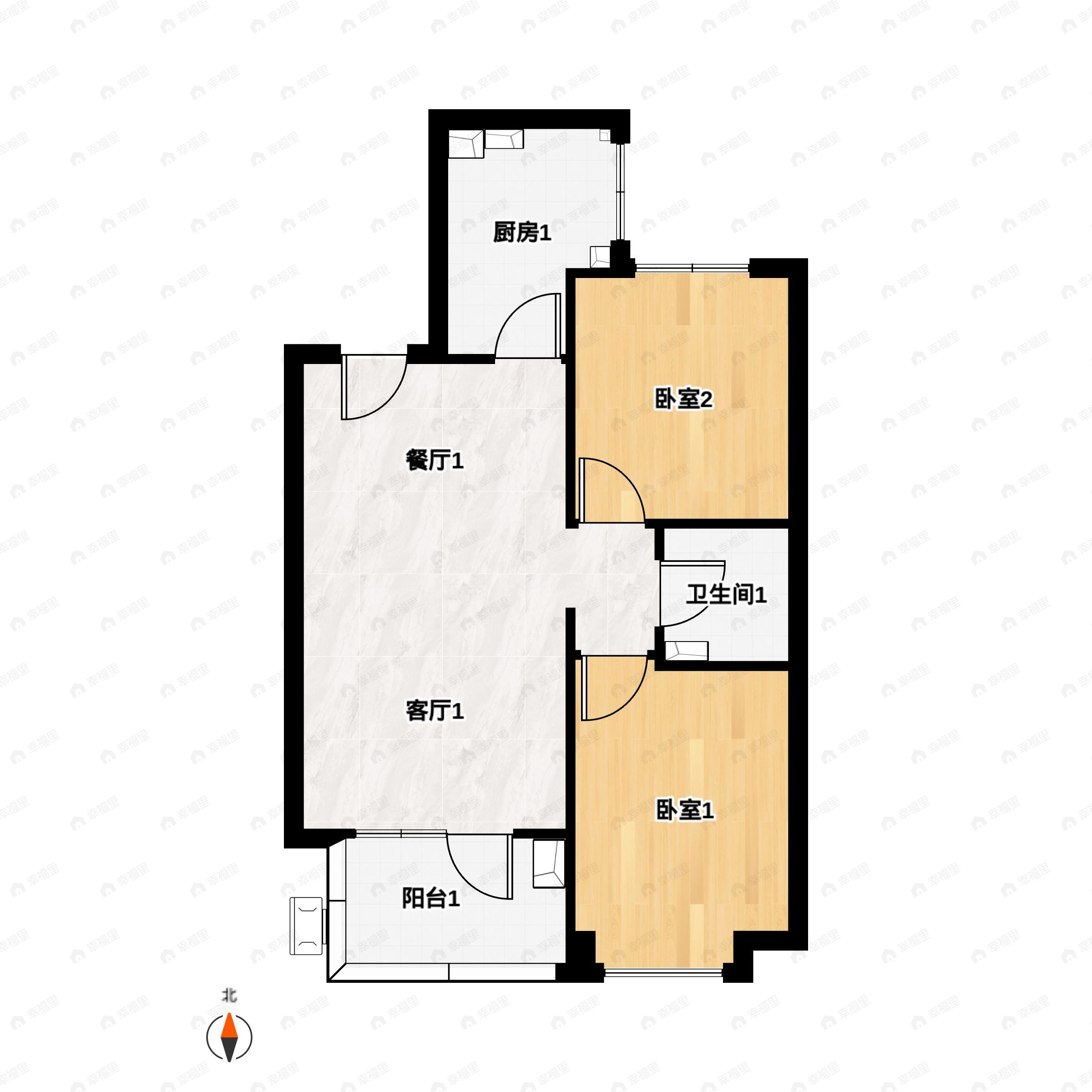2室2厅1卫建面81平户型图
