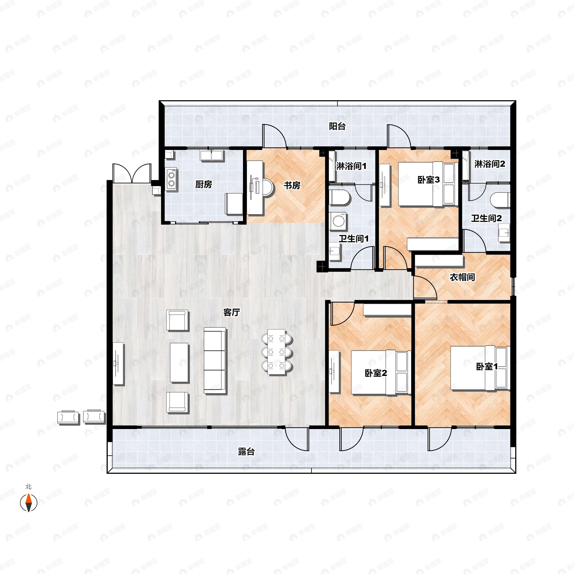 青建金尊府4室2厅2卫户型图