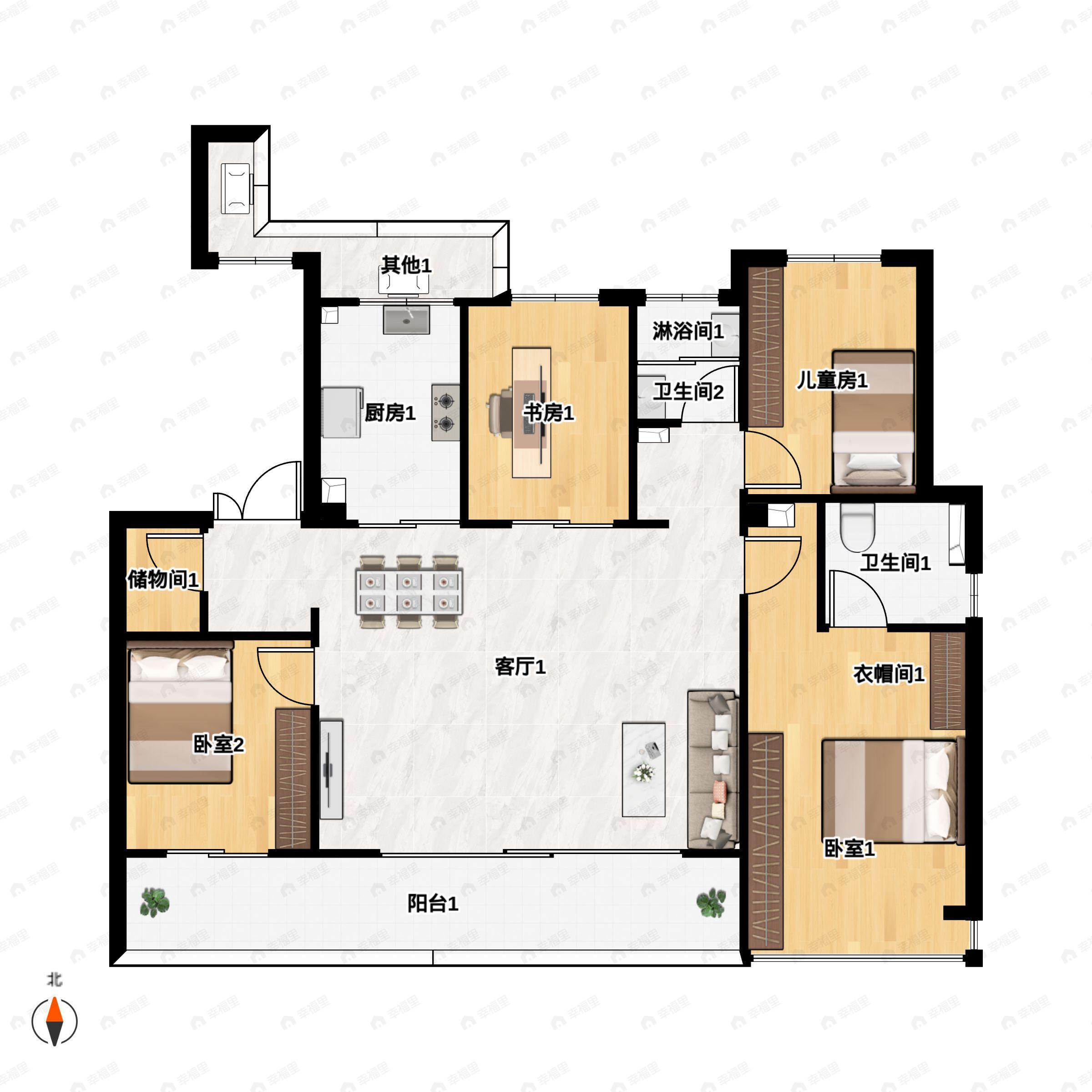 4室2厅2卫建面149m²南户型图