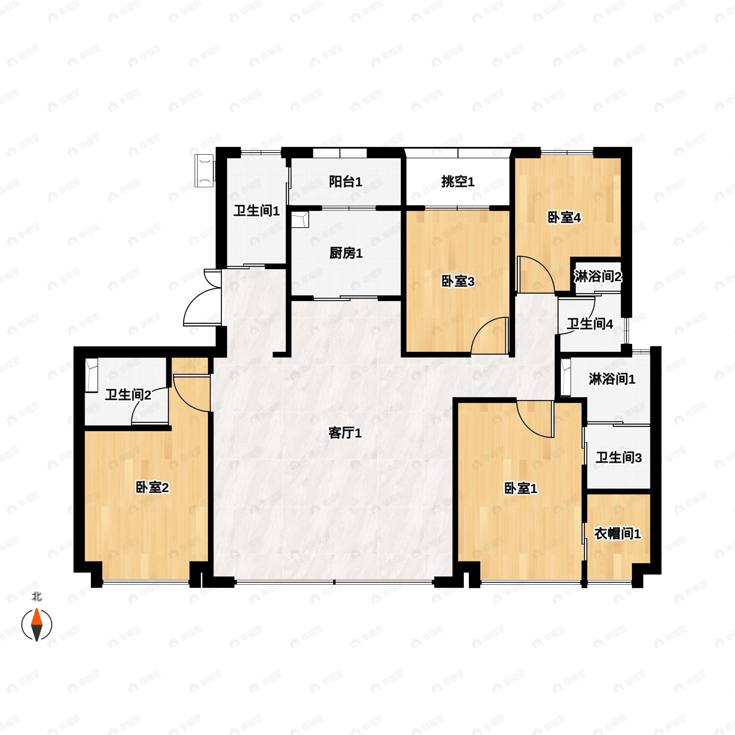 三迪灞河壹號4室2厅3卫户型图