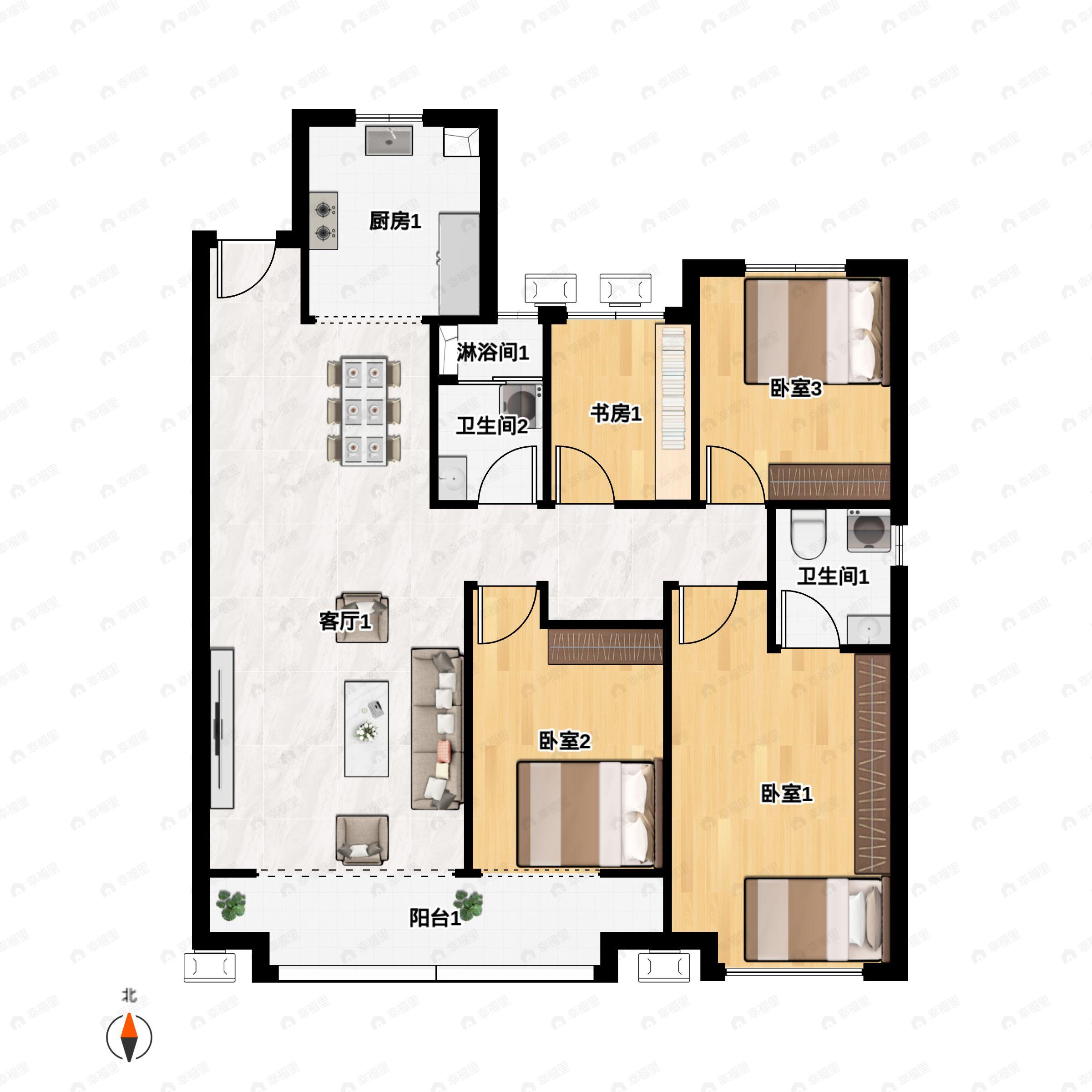 4室2厅2卫建面140平户型图
