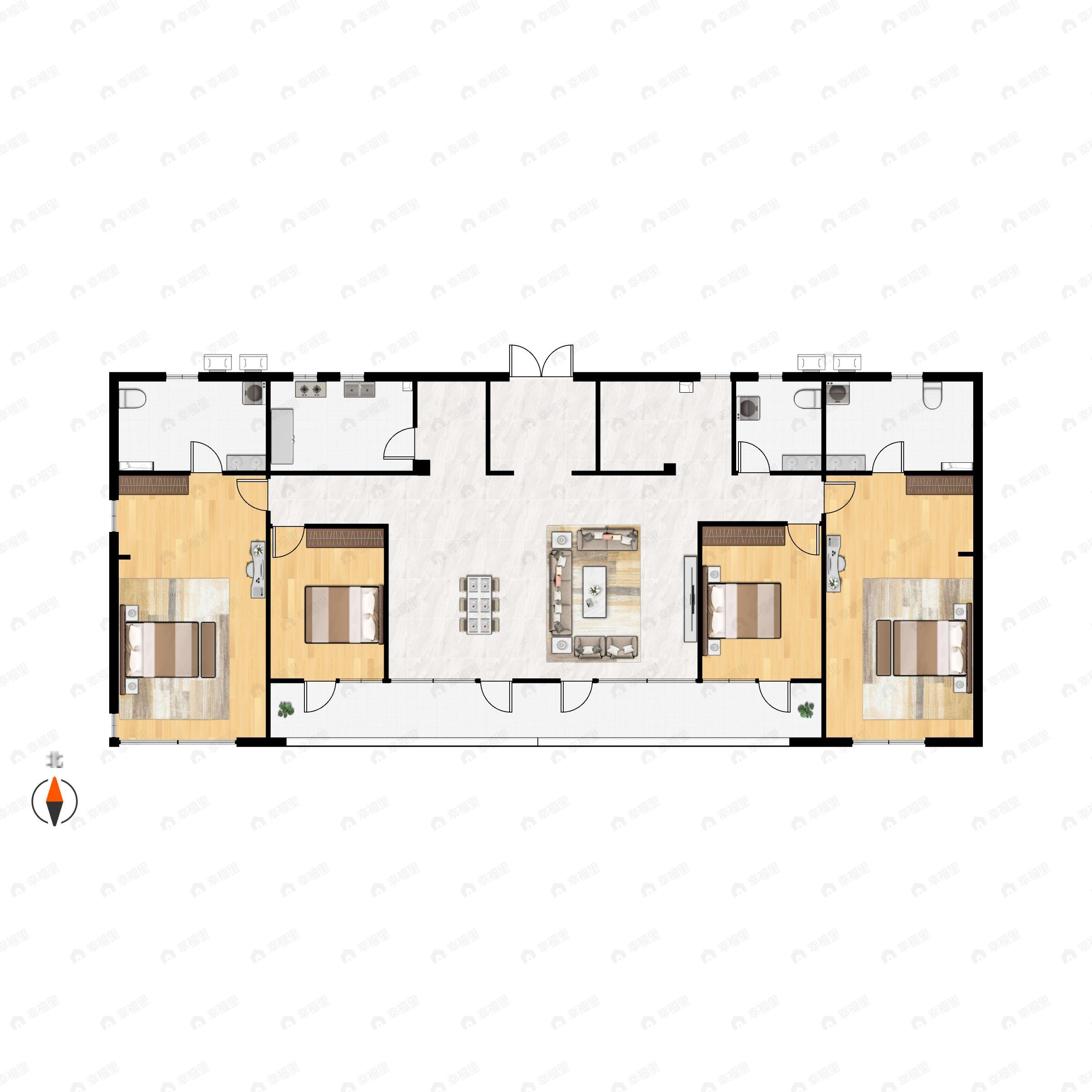 5室2厅3卫建面227平南户型图
