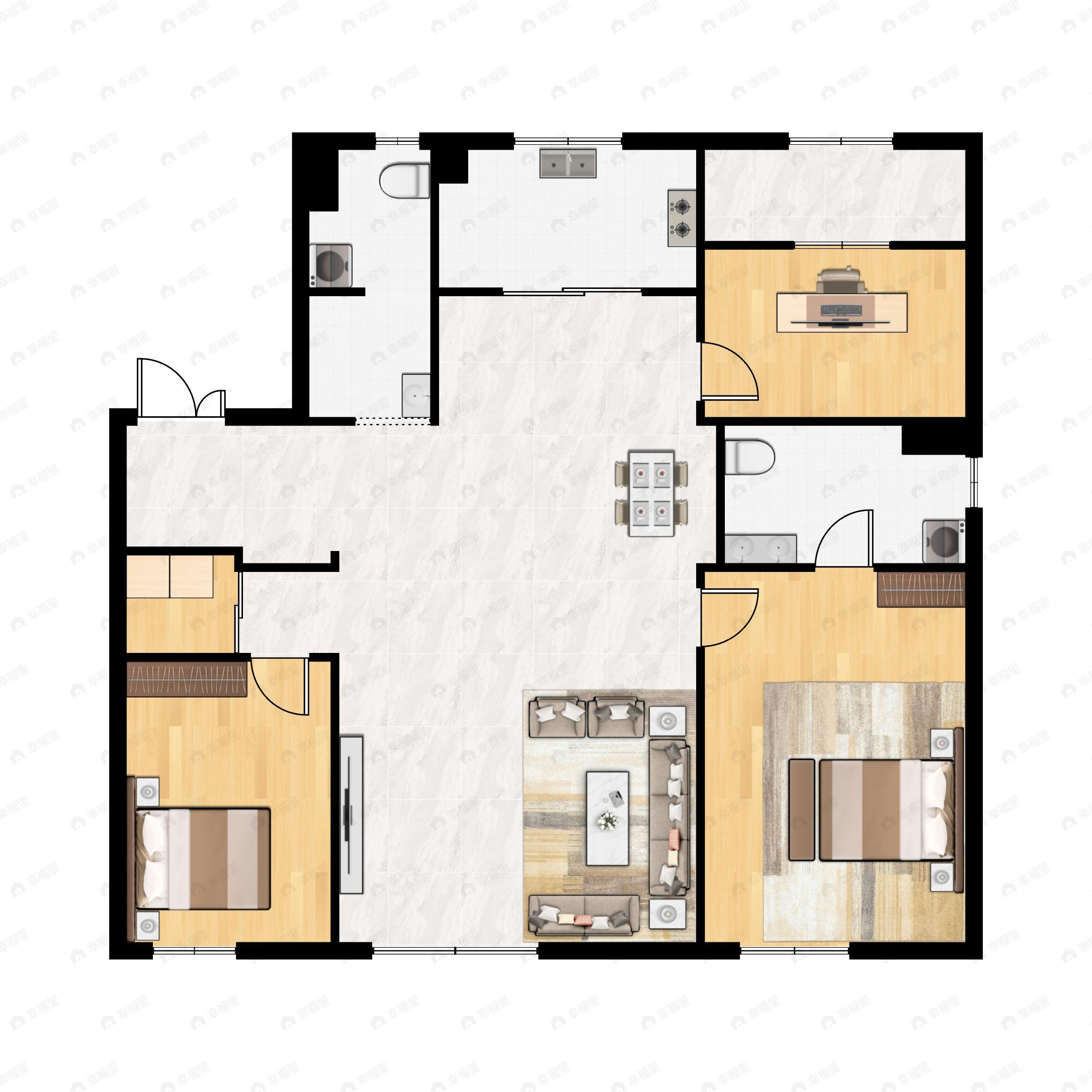 3室2厅2卫建面133平户型图
