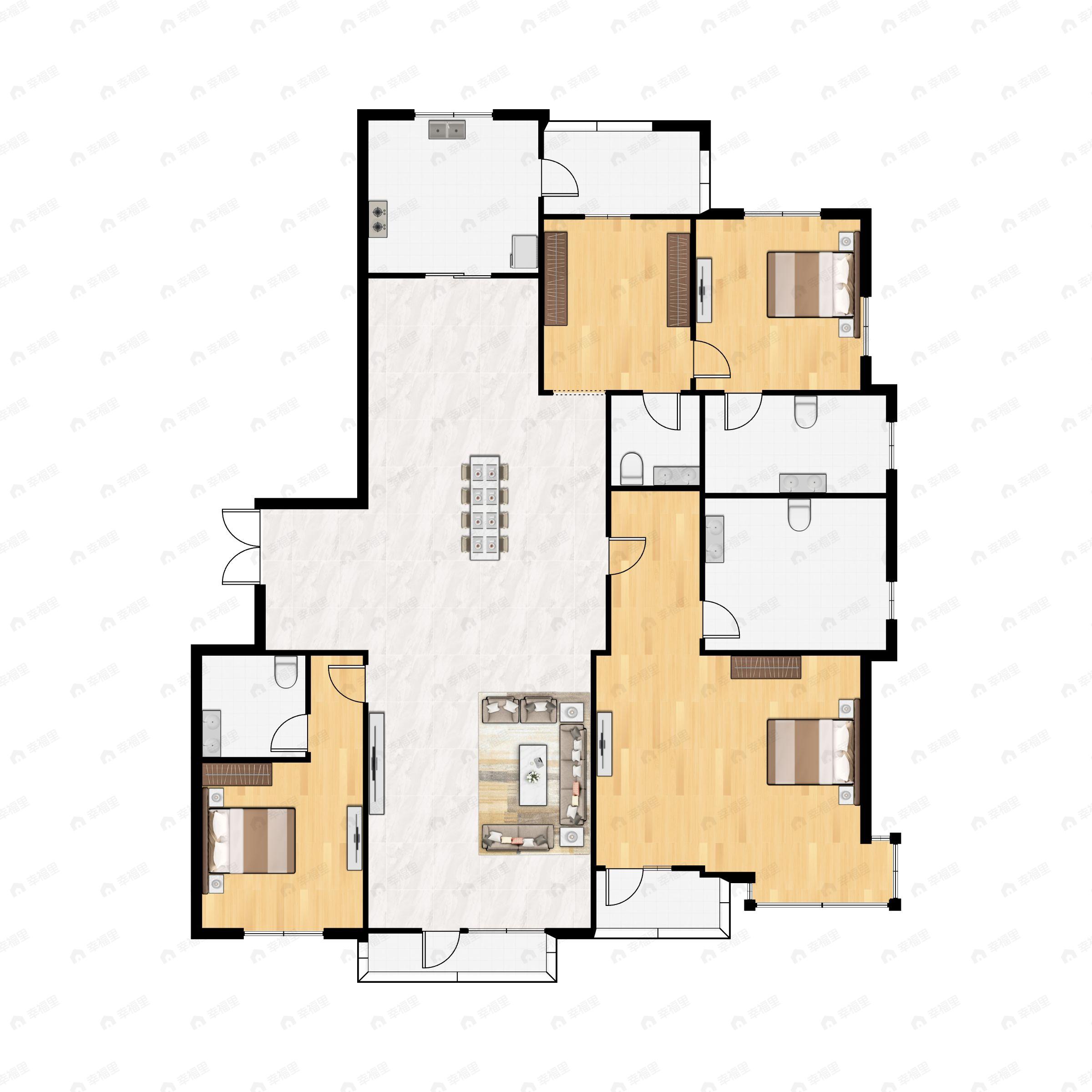 4室2厅4卫建面378平户型图
