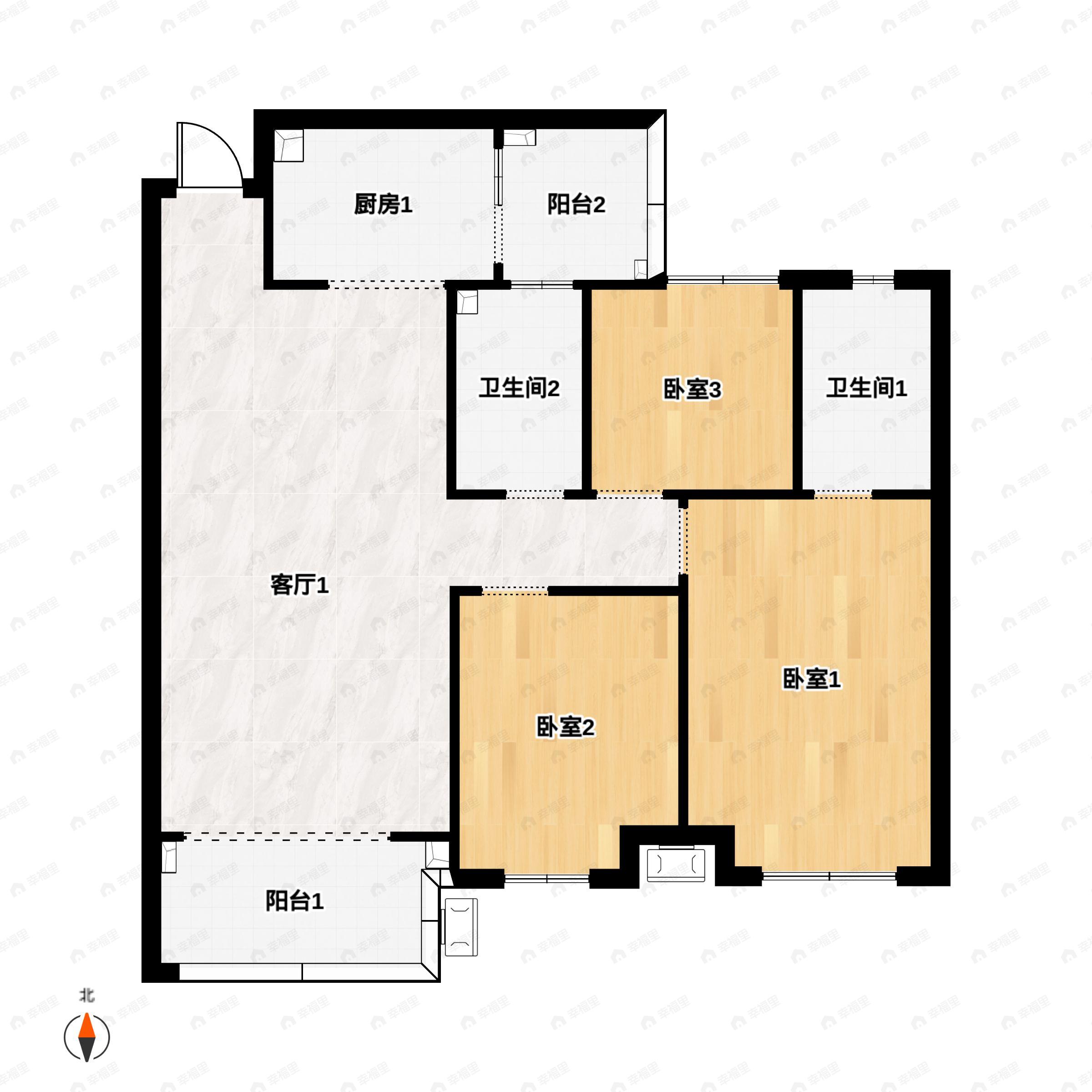 山林湖1室1厅1卫户型图