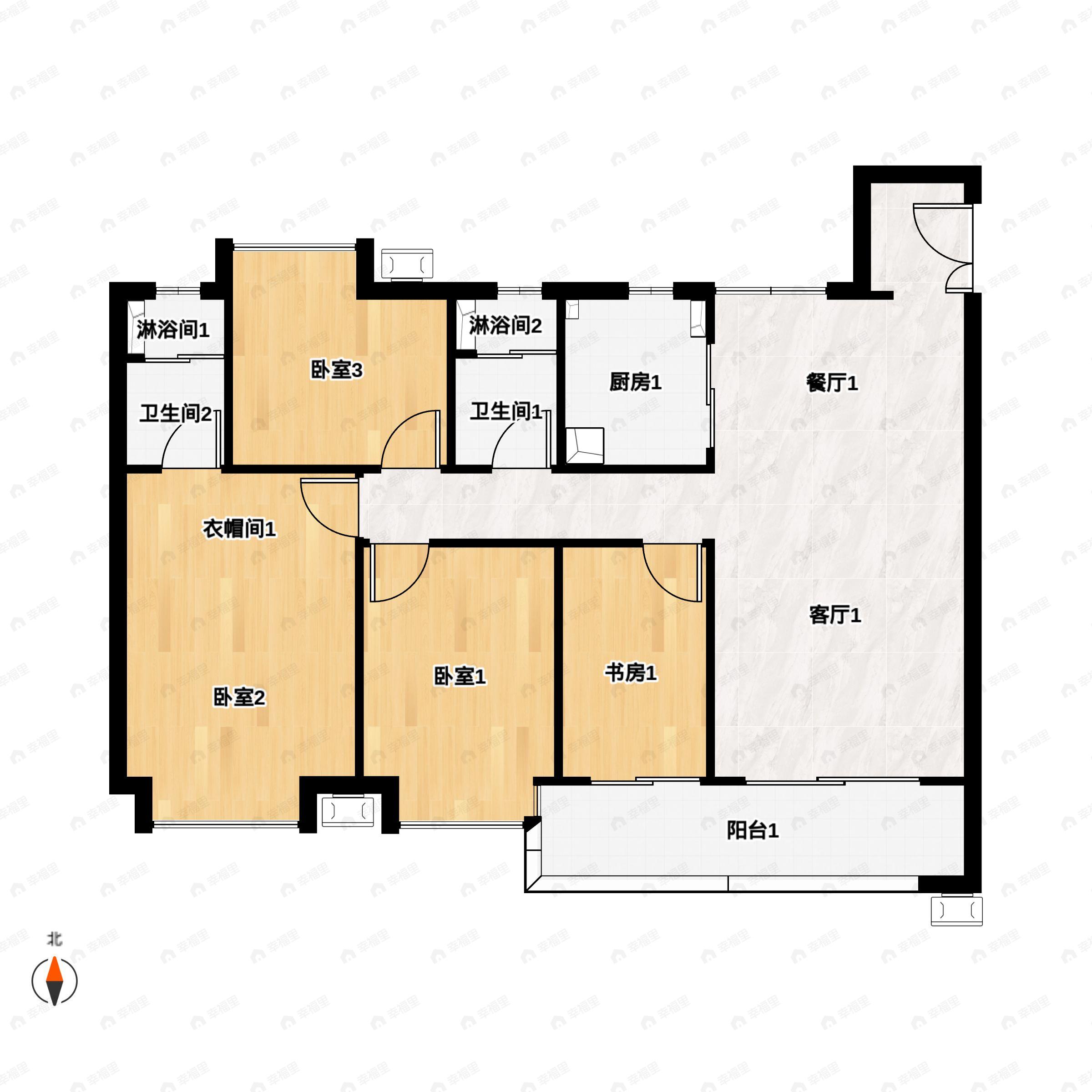 保利天汇4室2厅2卫户型图
