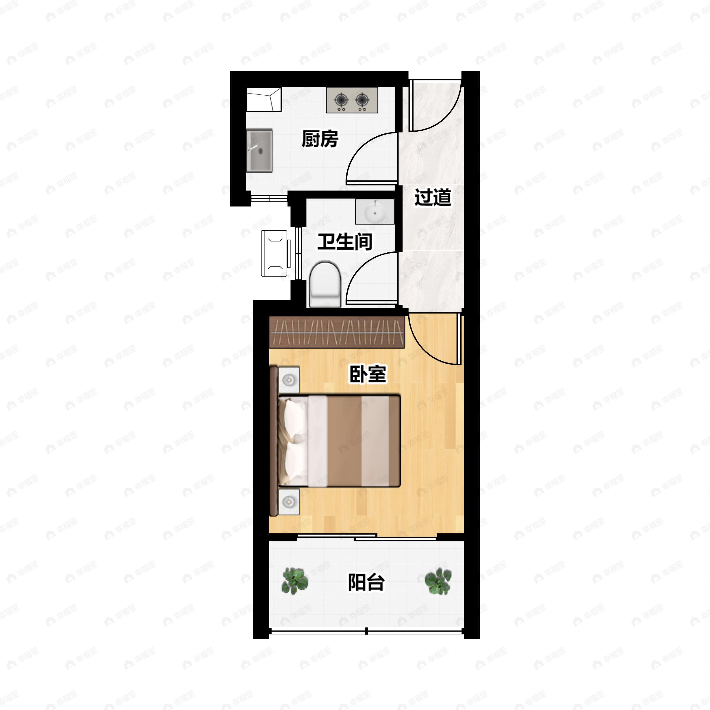 1室1卫建面39平户型图