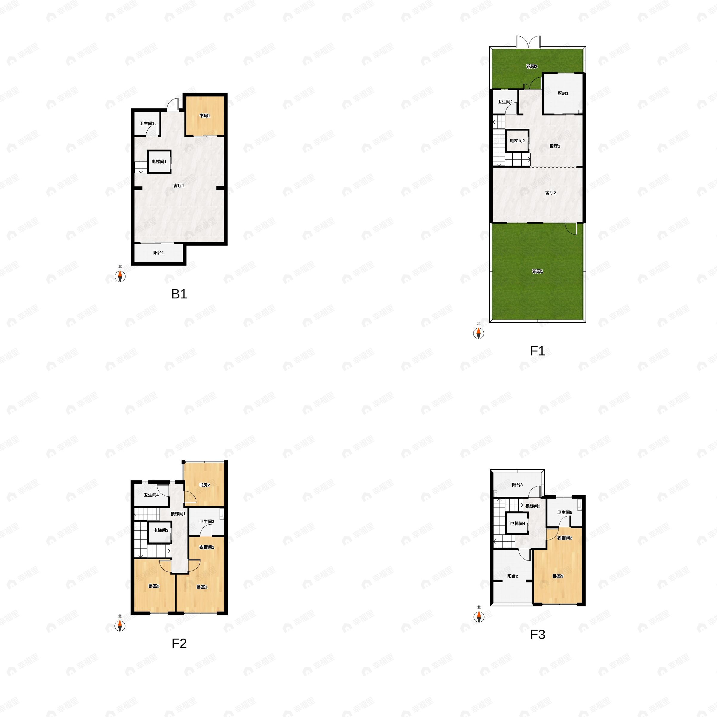 4室2厅4卫建面170平户型图