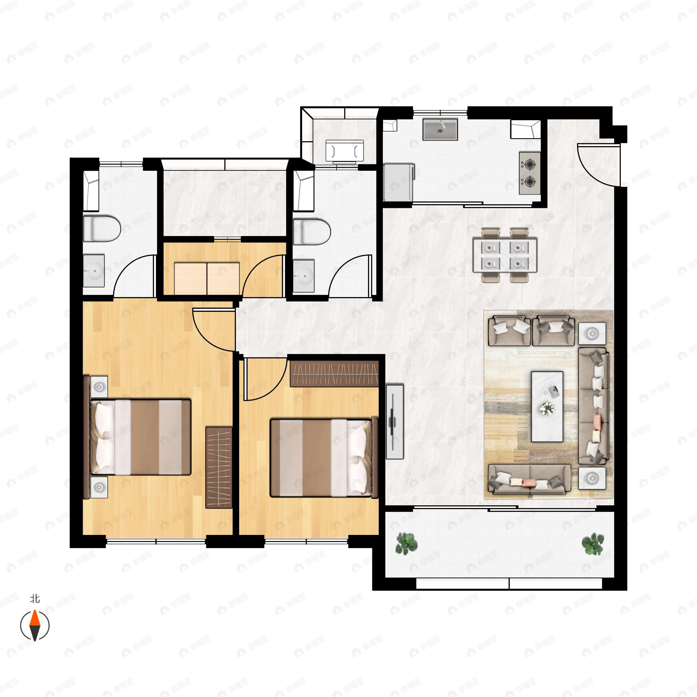 3室2厅2卫建面115平户型图