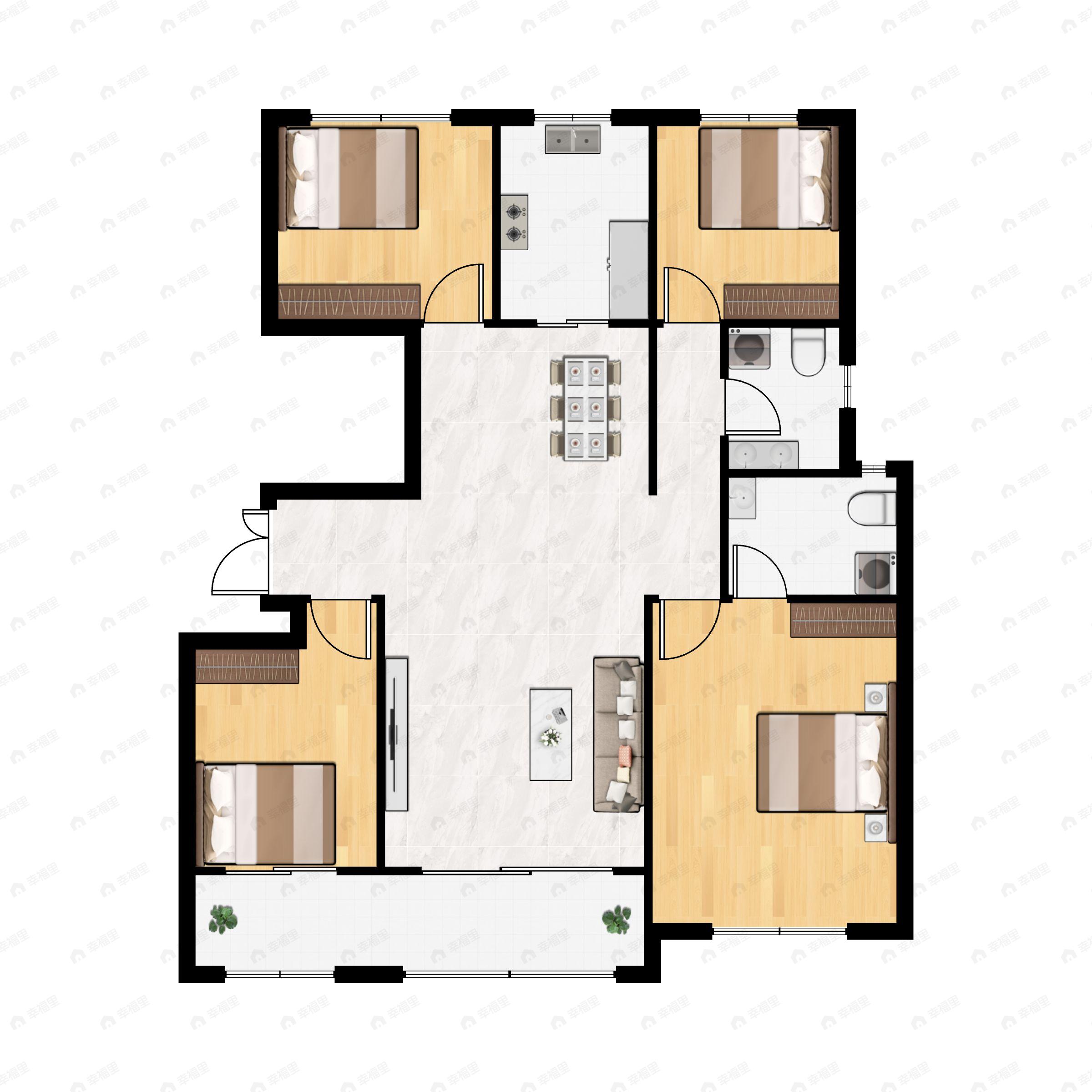 4室2厅2卫建面156平户型图